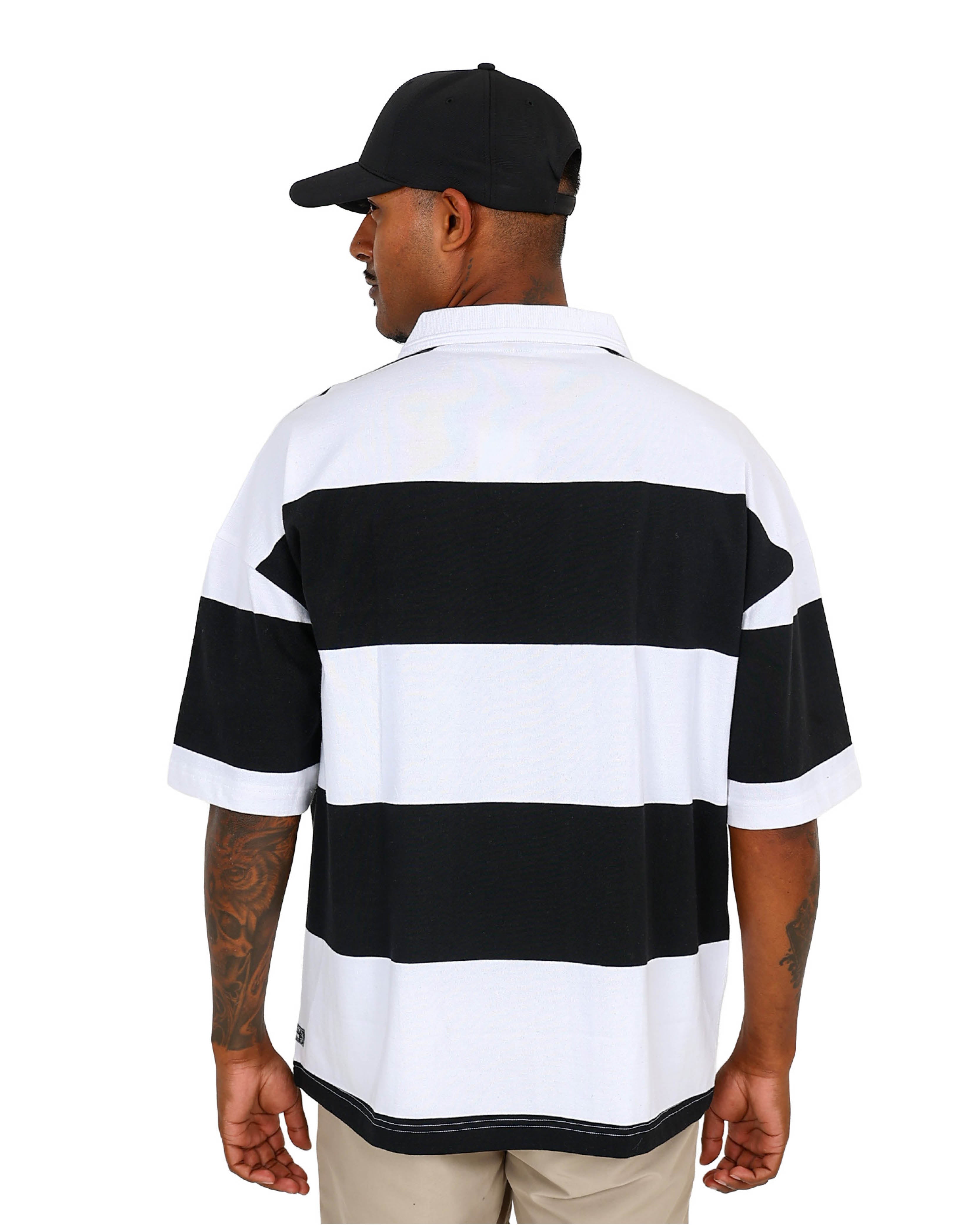 Short Sleeve Black & White Broad Stripe Oversized T-Shirt