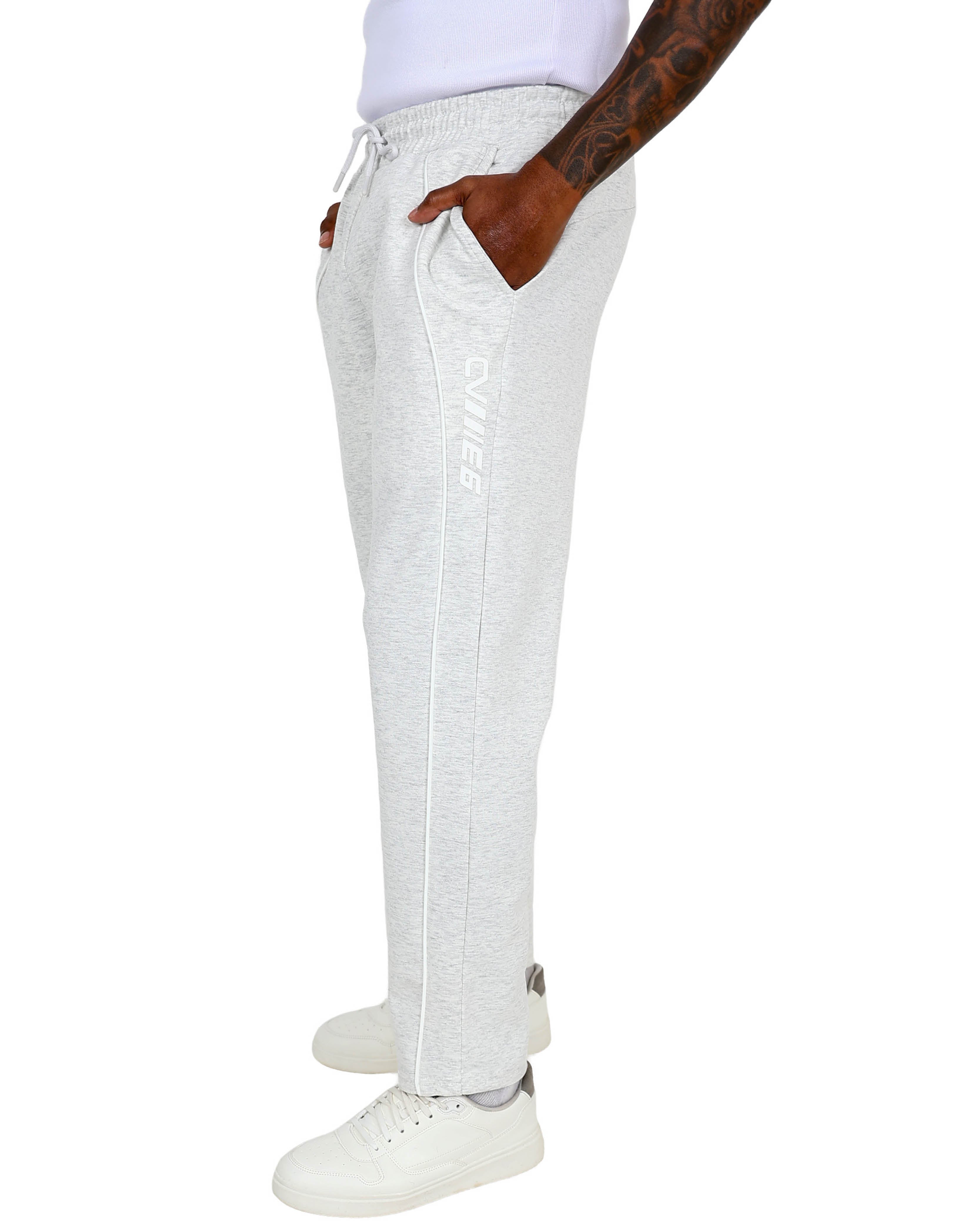Grey Pintuck Tapered Open Hem Jogger