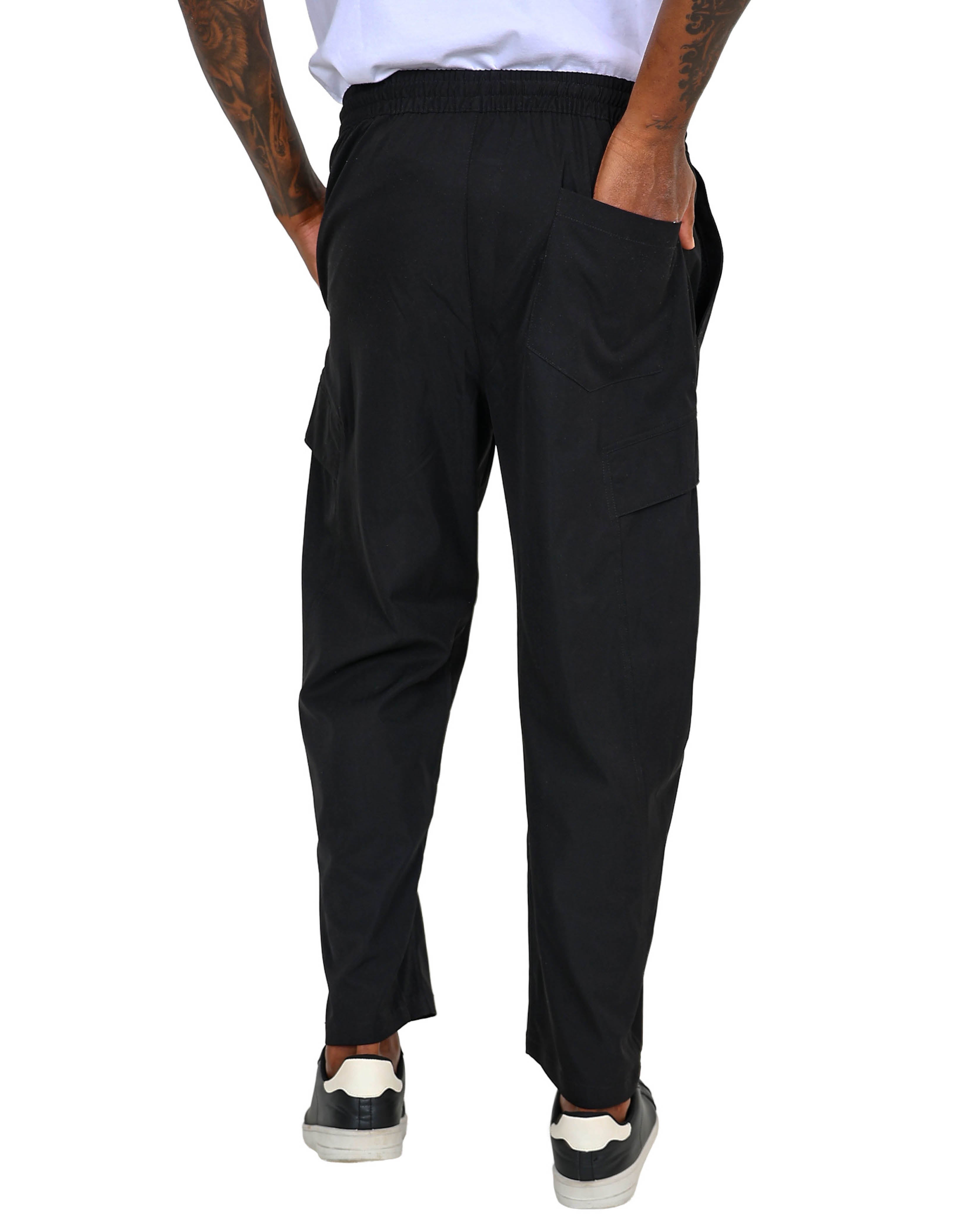 Black Pleated Relaxed Fit Chinos