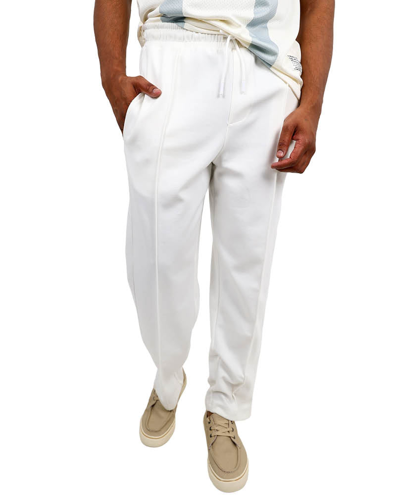 Cream Elasticated Pintucked Pants