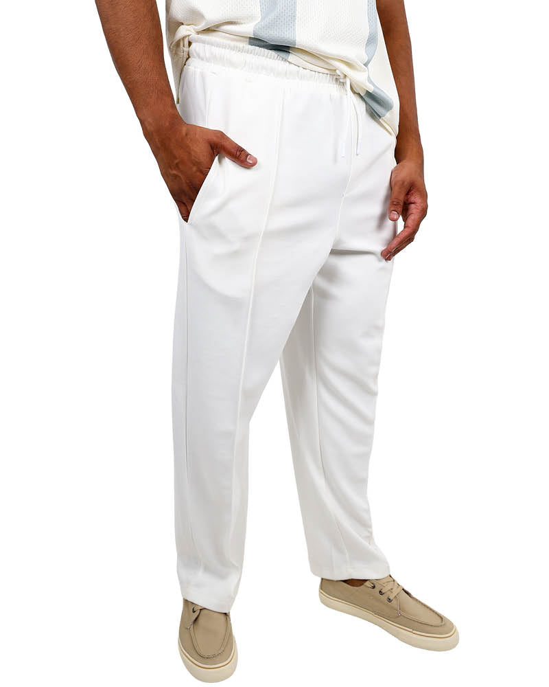 Cream Elasticated Pintucked Pants