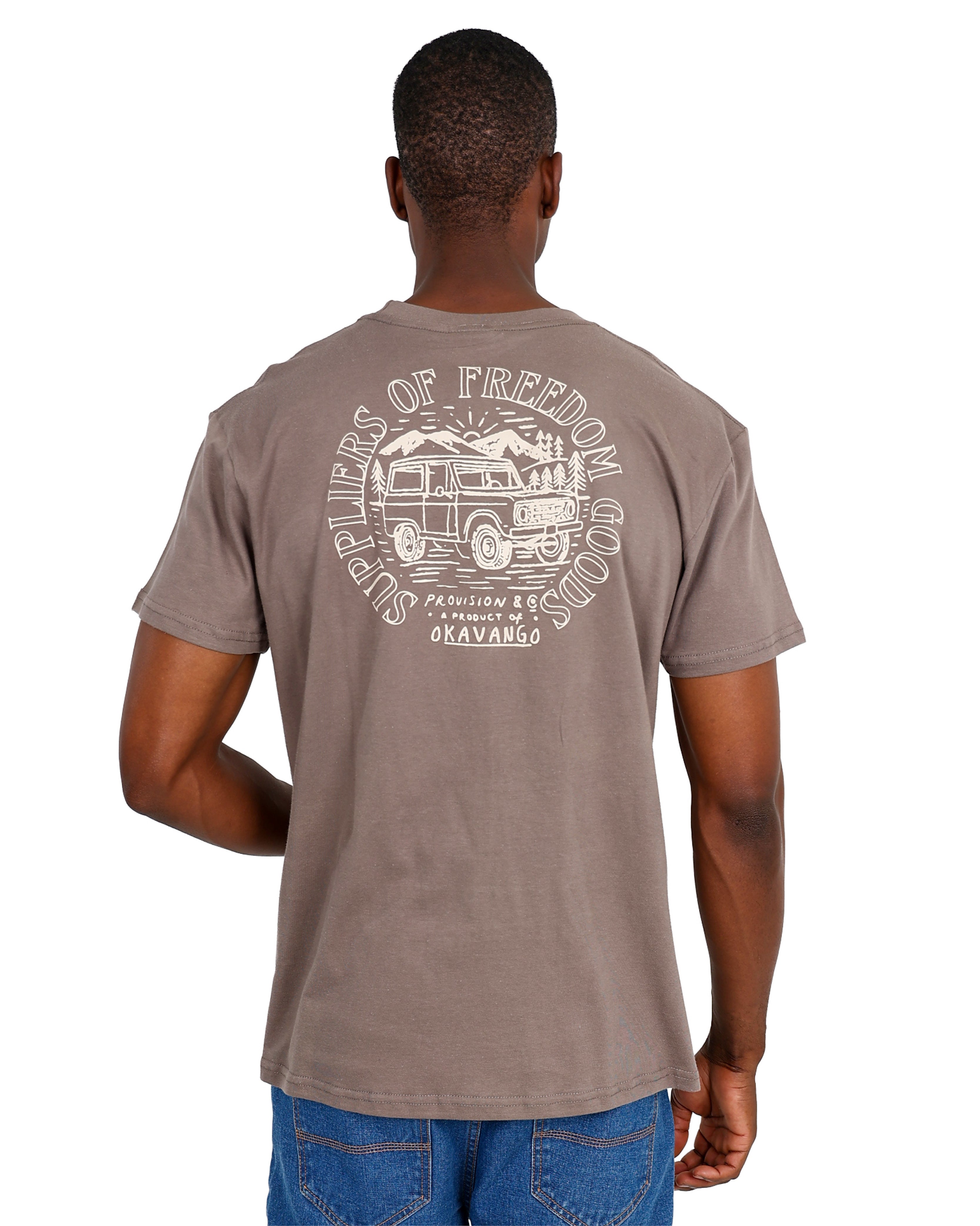 Okavango Taupe Cotton Craft Graphic T-Shirt
