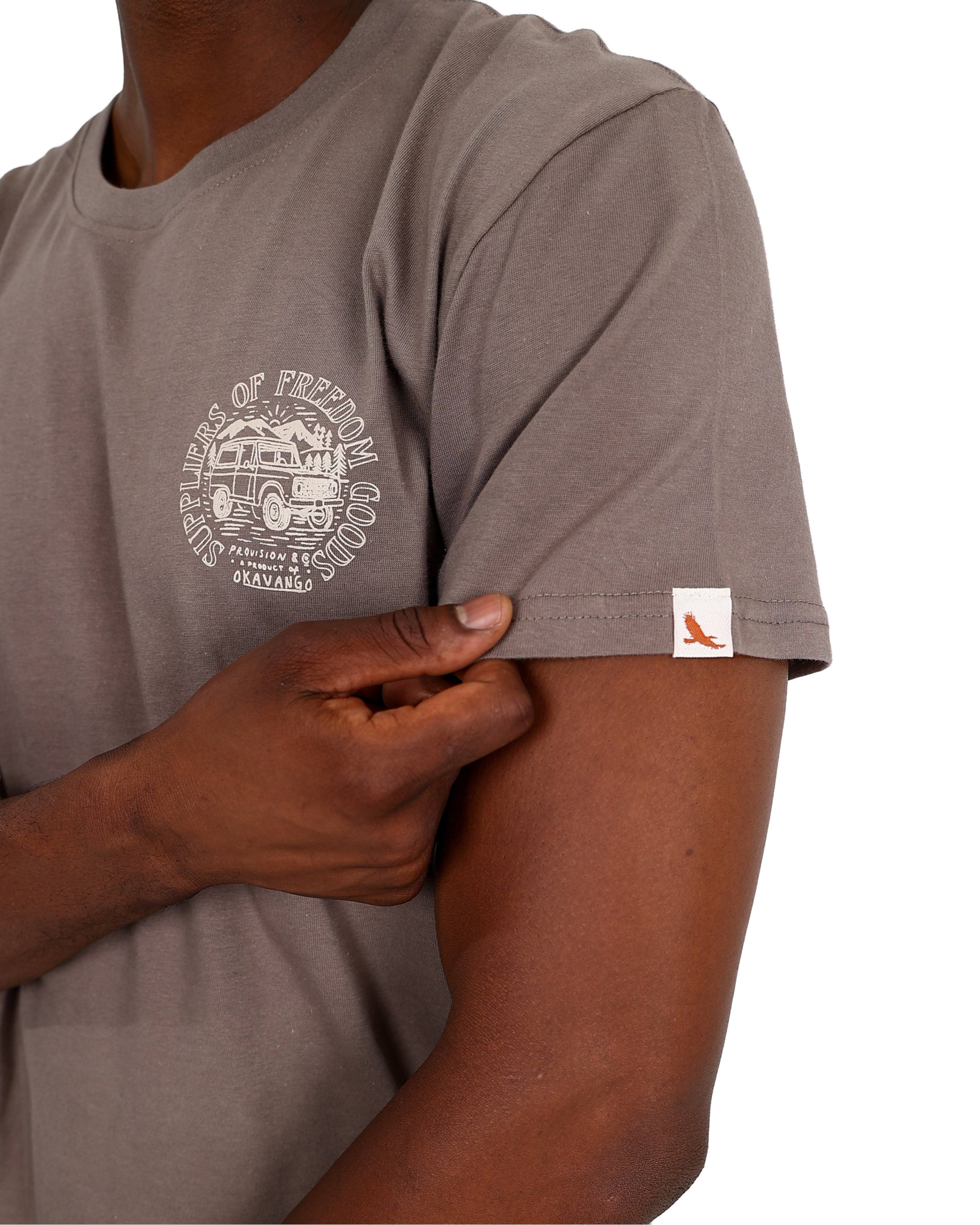 Okavango Taupe Cotton Craft Graphic T-Shirt