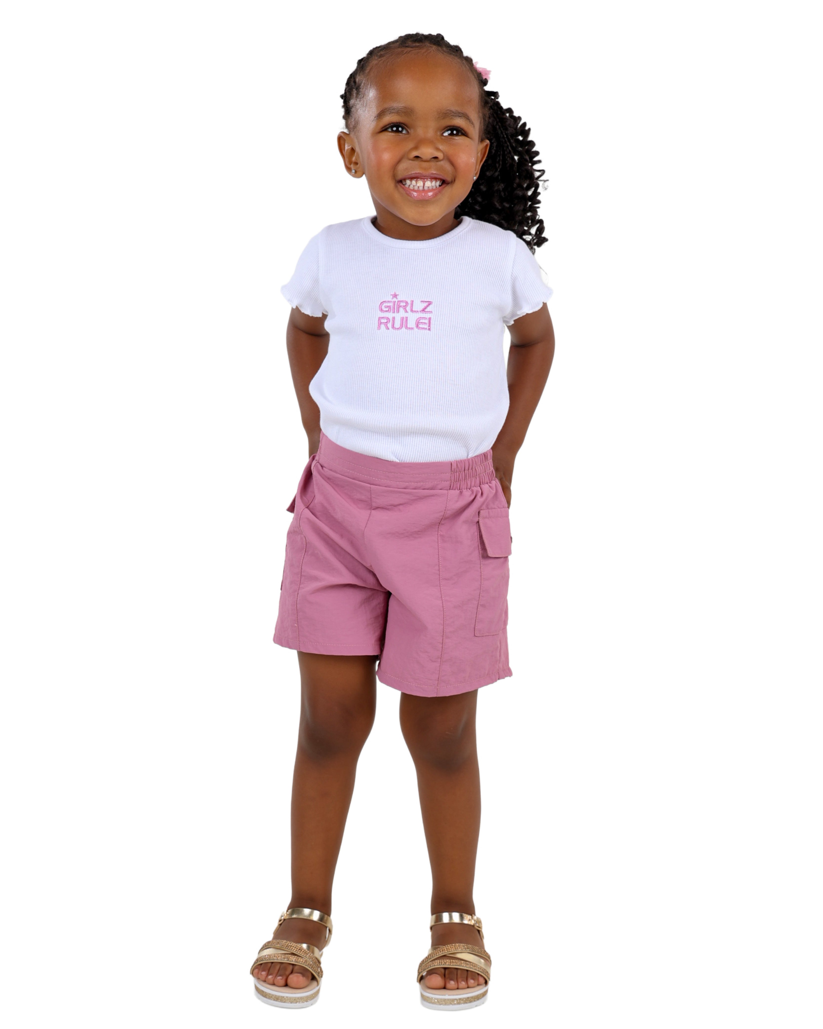 Stud Detail Parachute Cargo Shorts