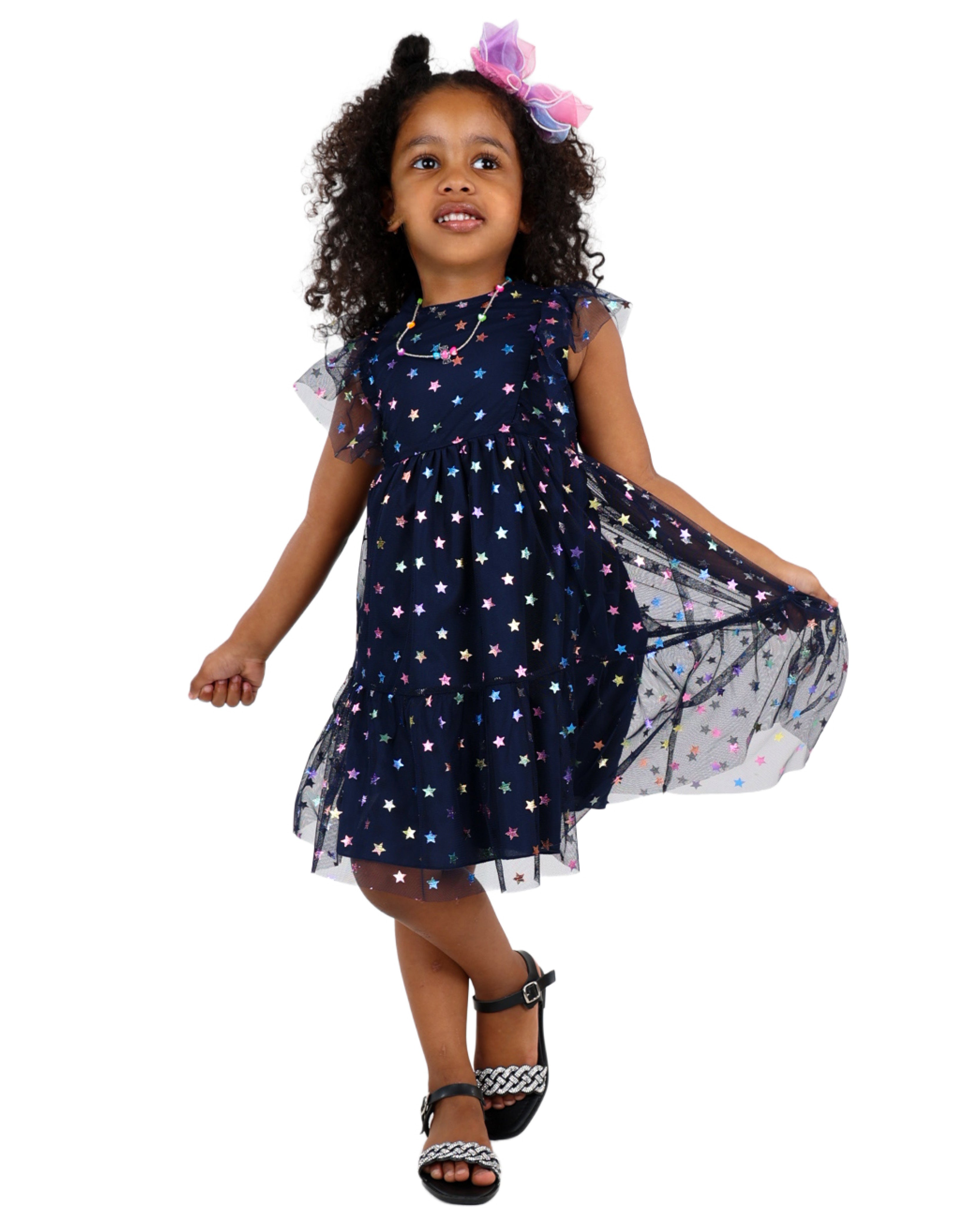 Iridescent Star Print Party Dress