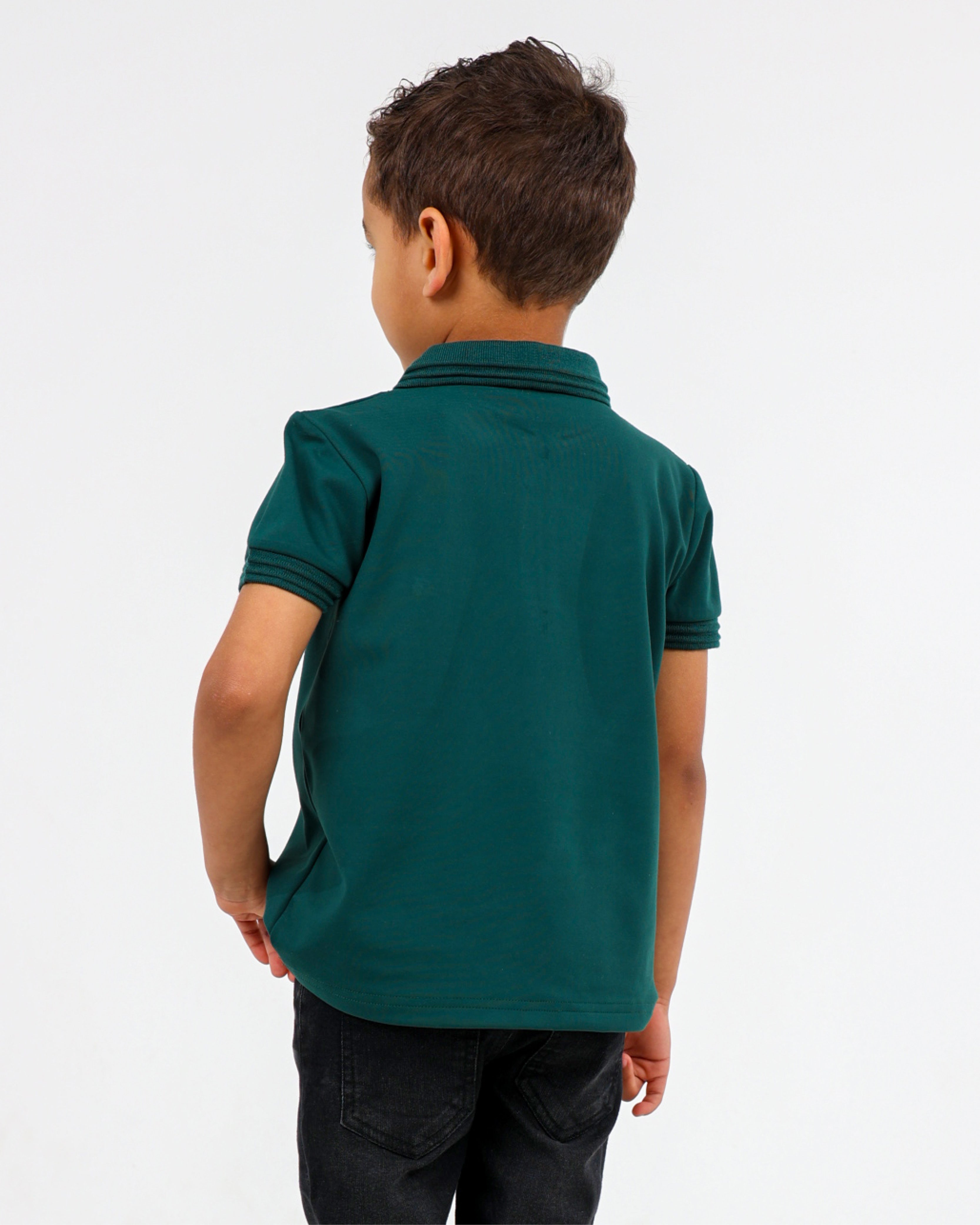 Bottle Green Short Sleeve Zip Detail Golfer