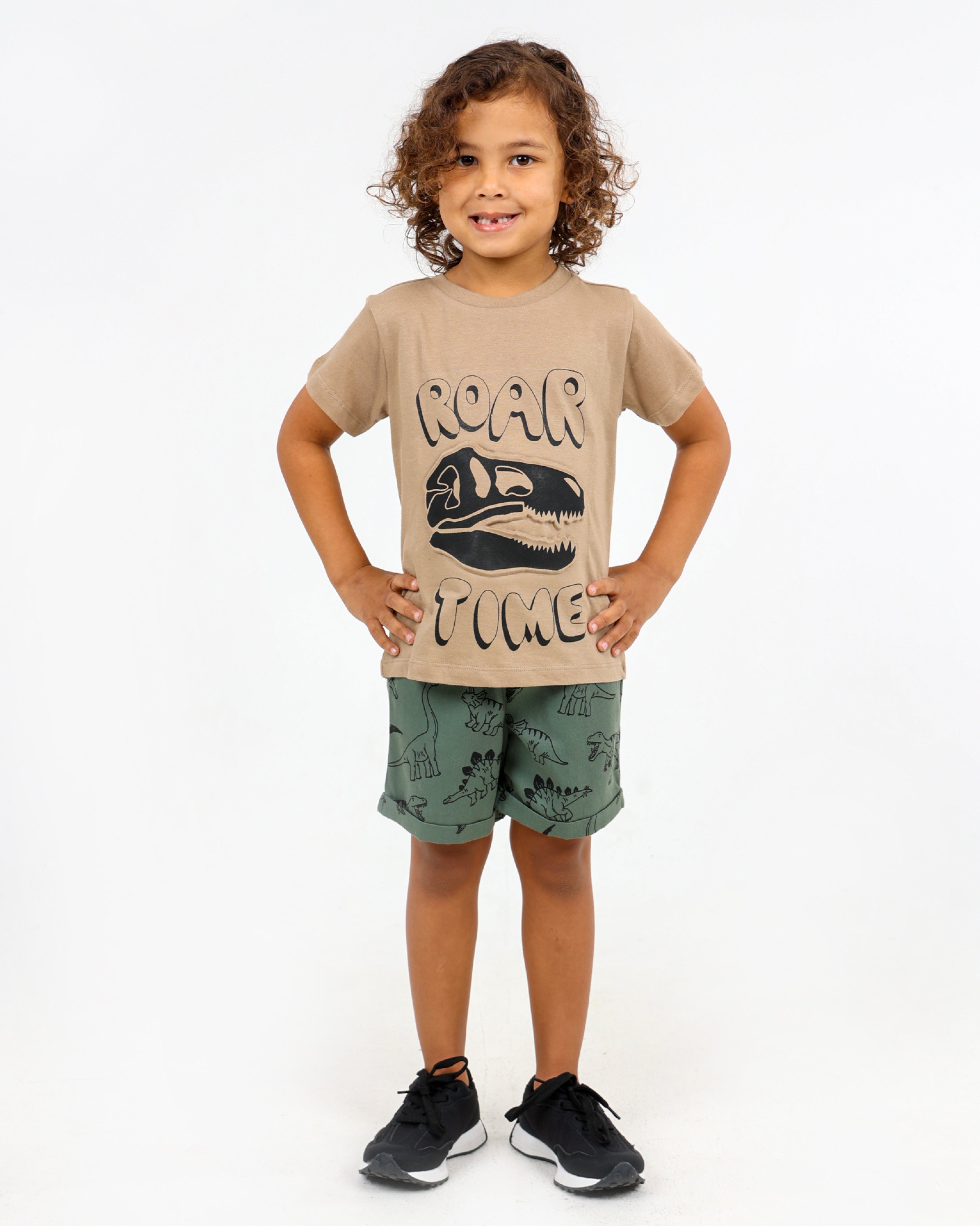 Short Sleeve Embossed Dino Graphic T-Shirt