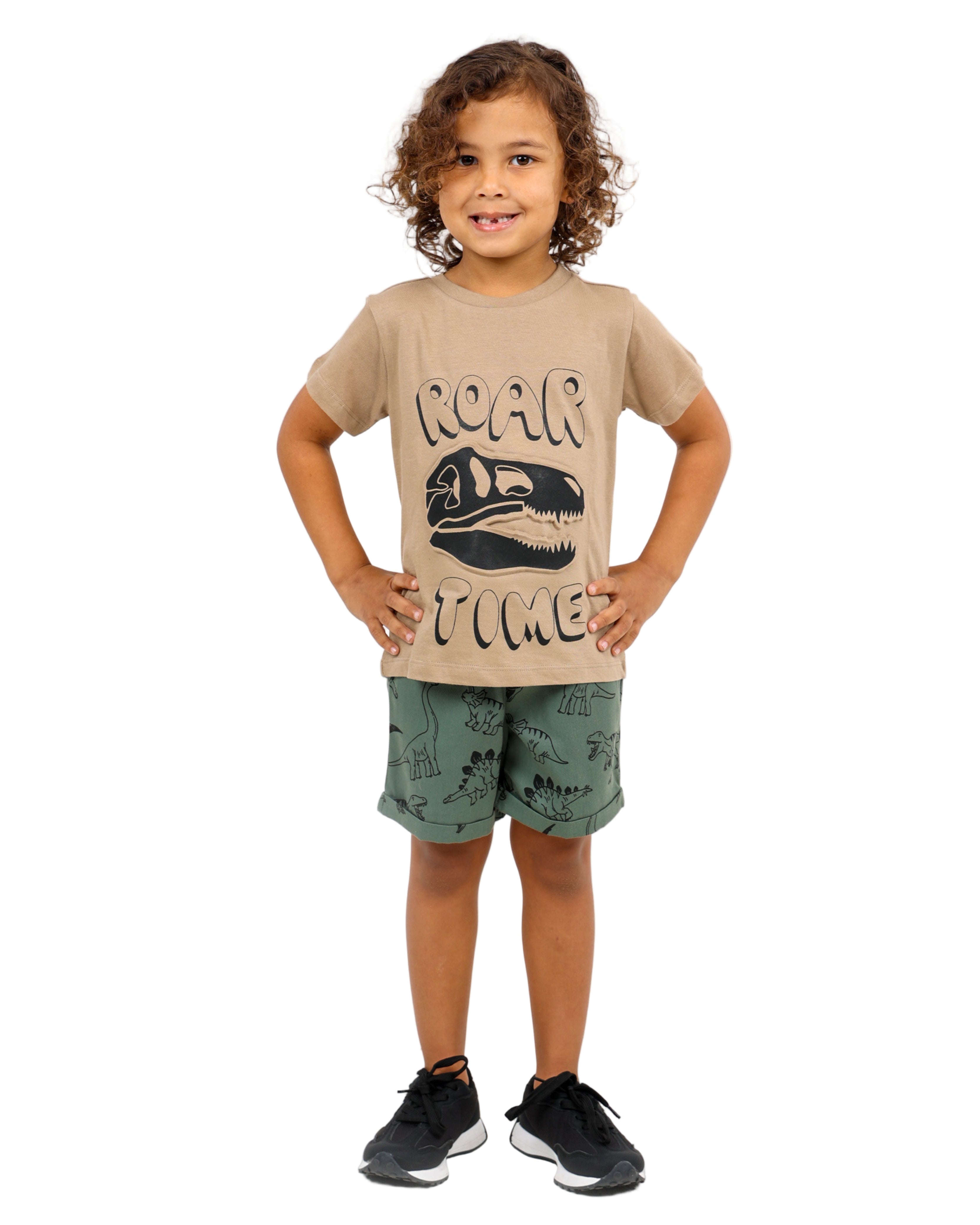 Short Sleeve Embossed Dino Graphic T-Shirt