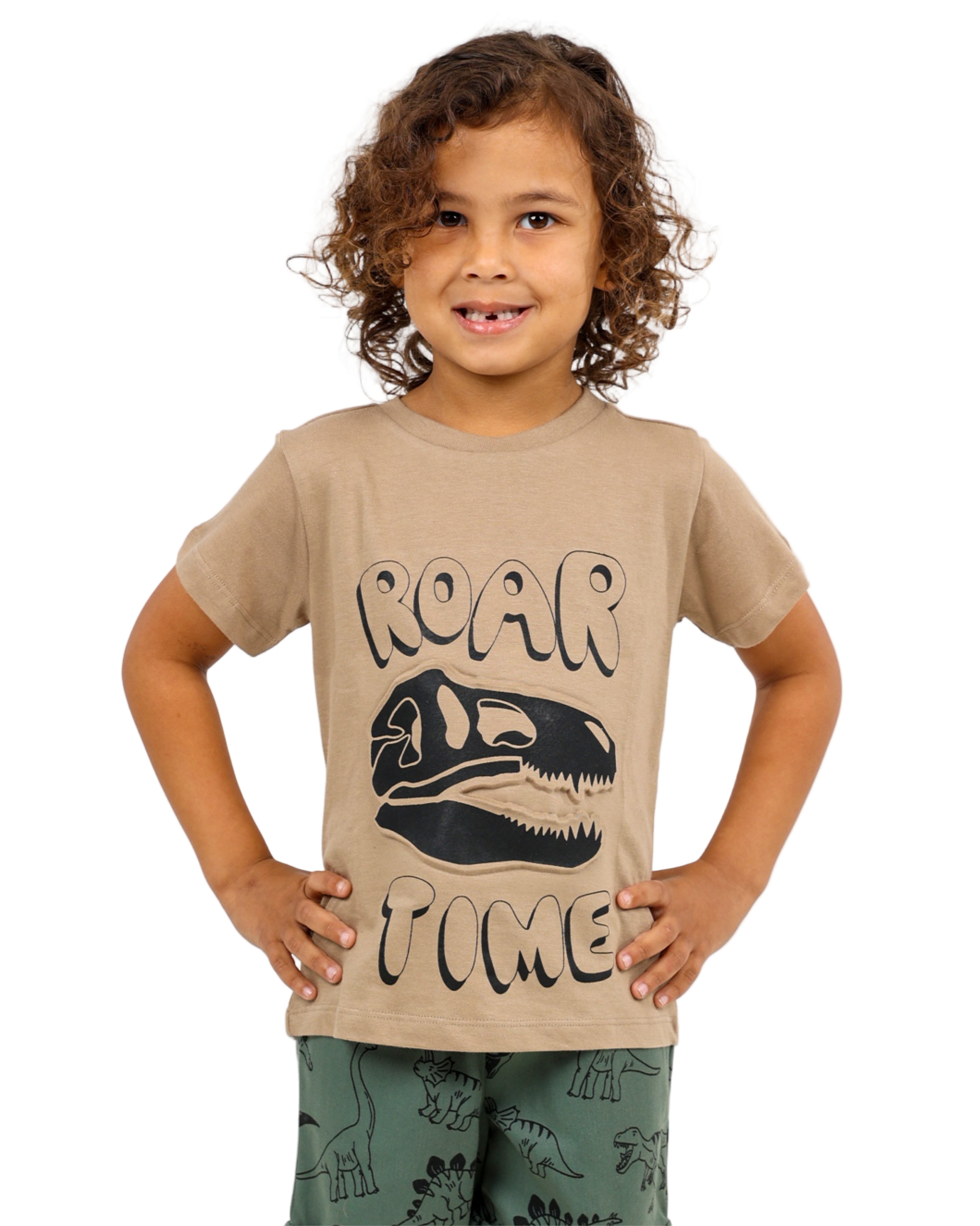 Short Sleeve Embossed Dino Graphic T-Shirt