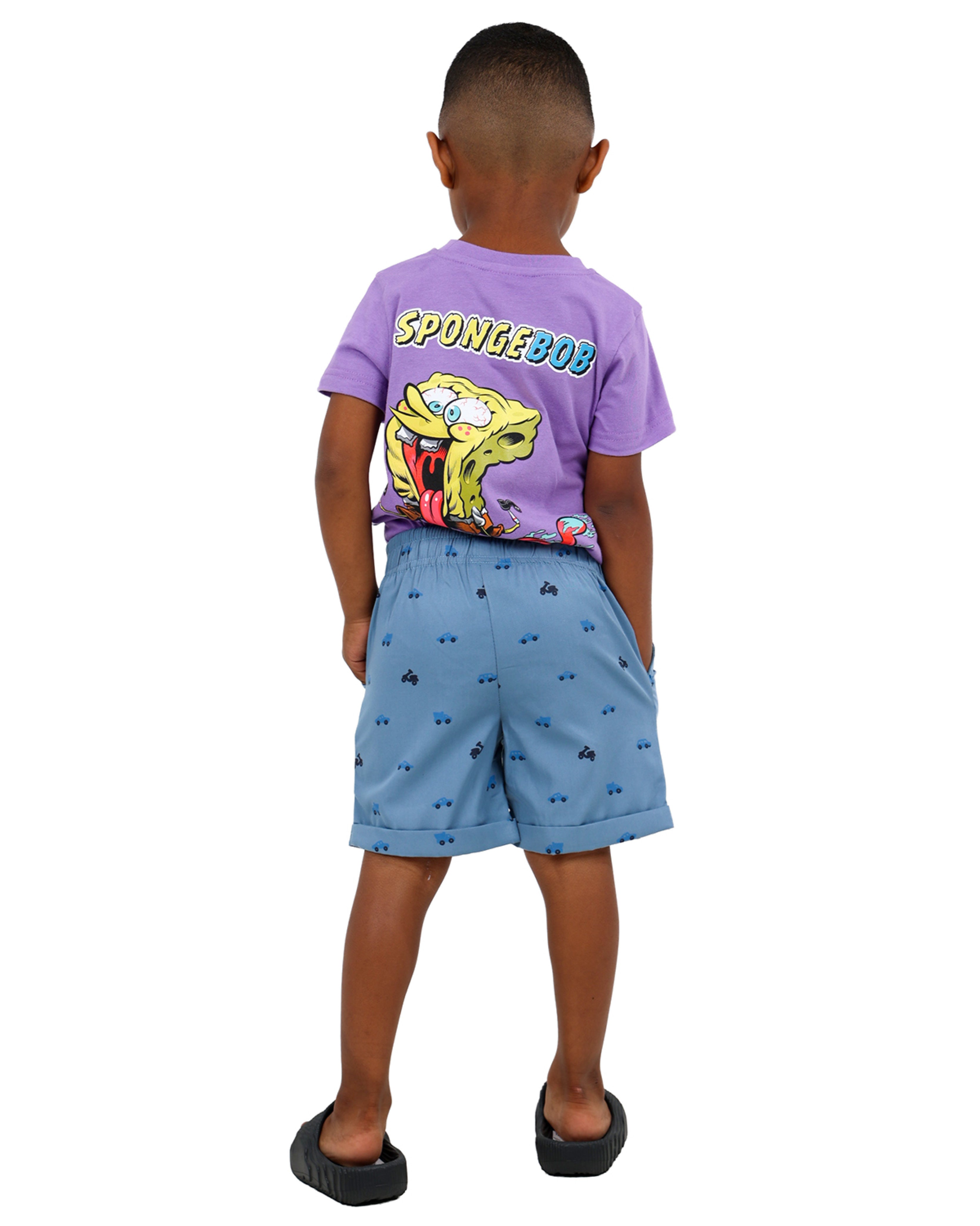 Roll Up Hem Vehicle Print Shorts