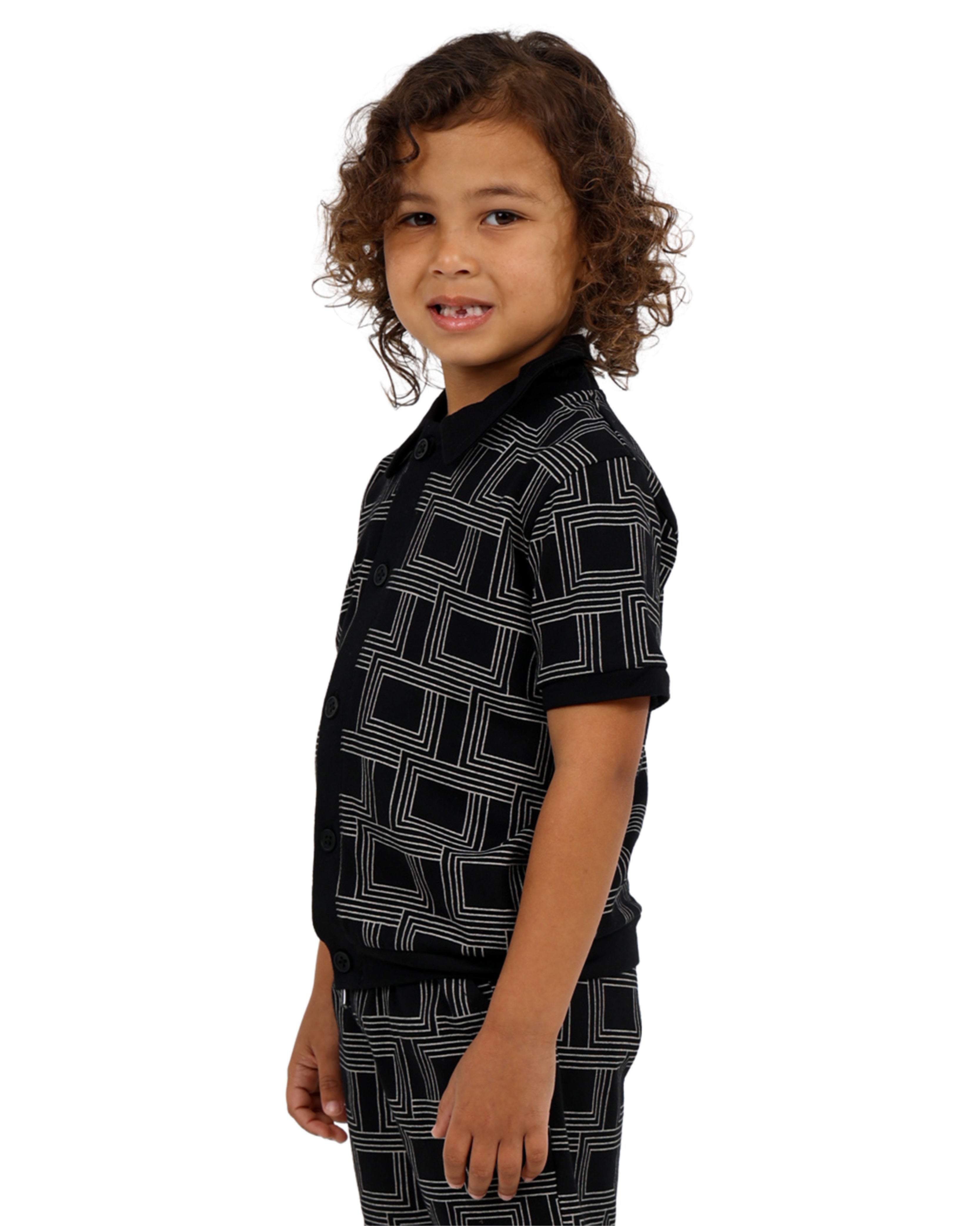 Geometric Print Short Sleeve Golfer