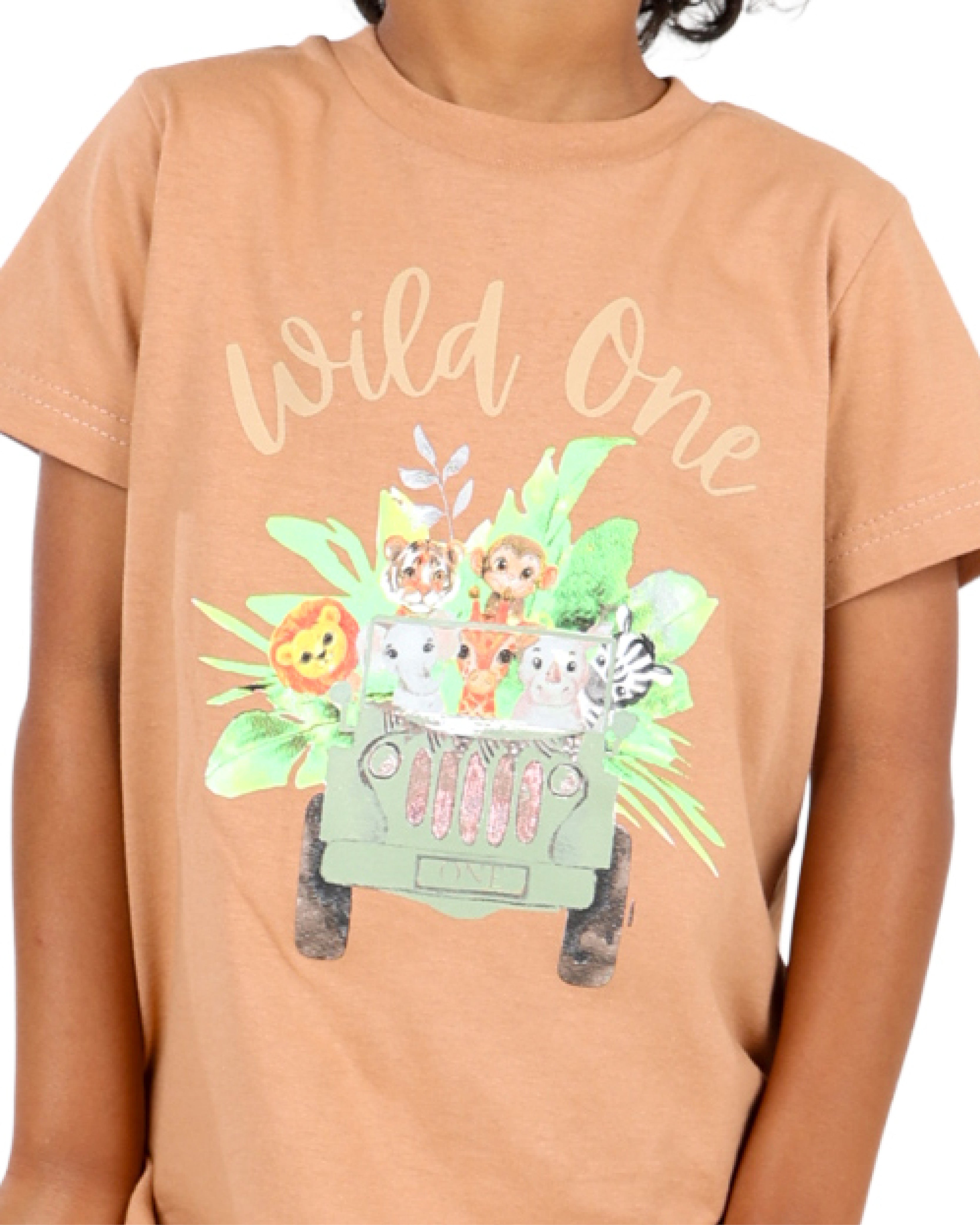 Short Sleeve "Wild One" Safari Graphic Print T-Shirt