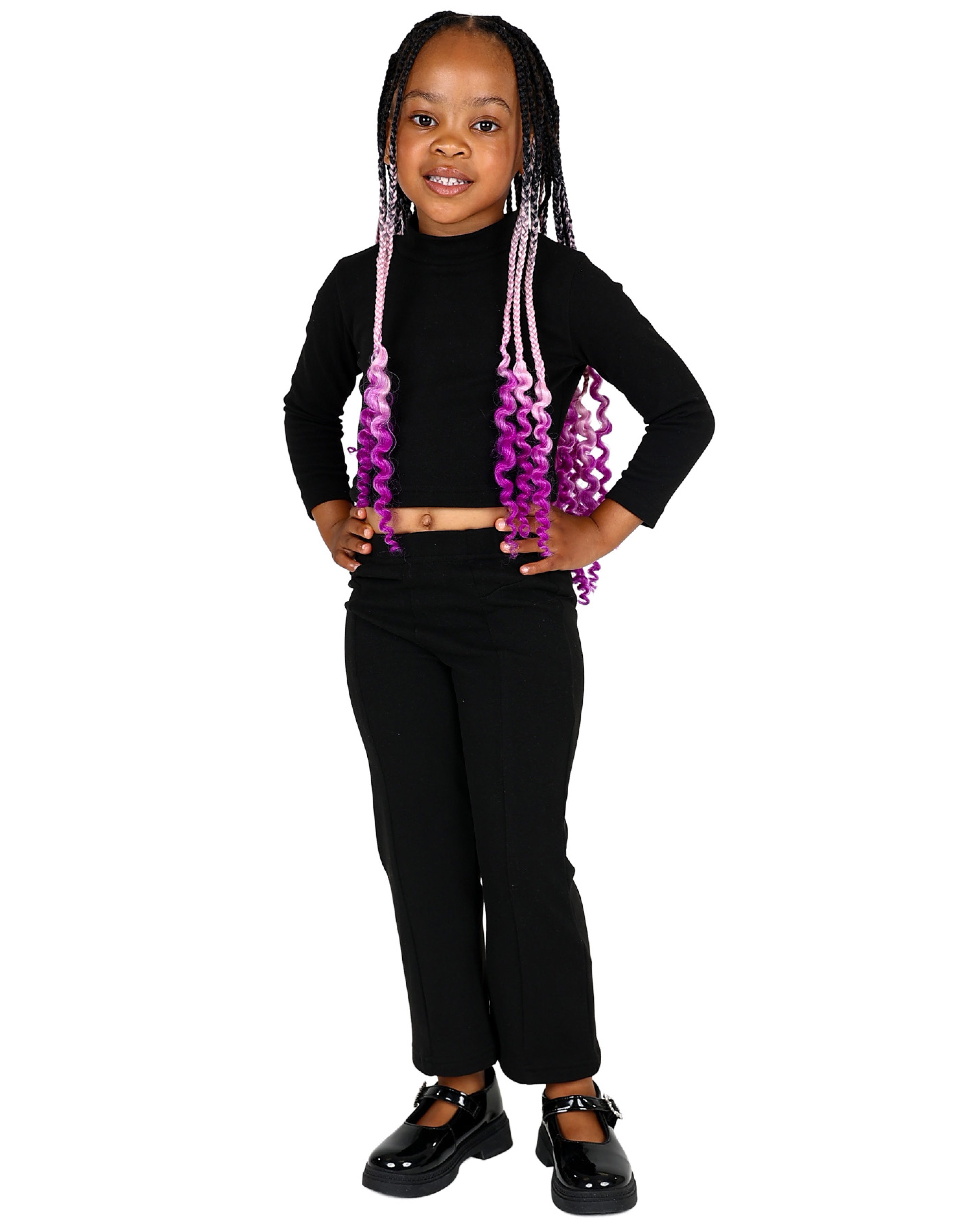 Black Double Brushed Turtle Neck Crop Top