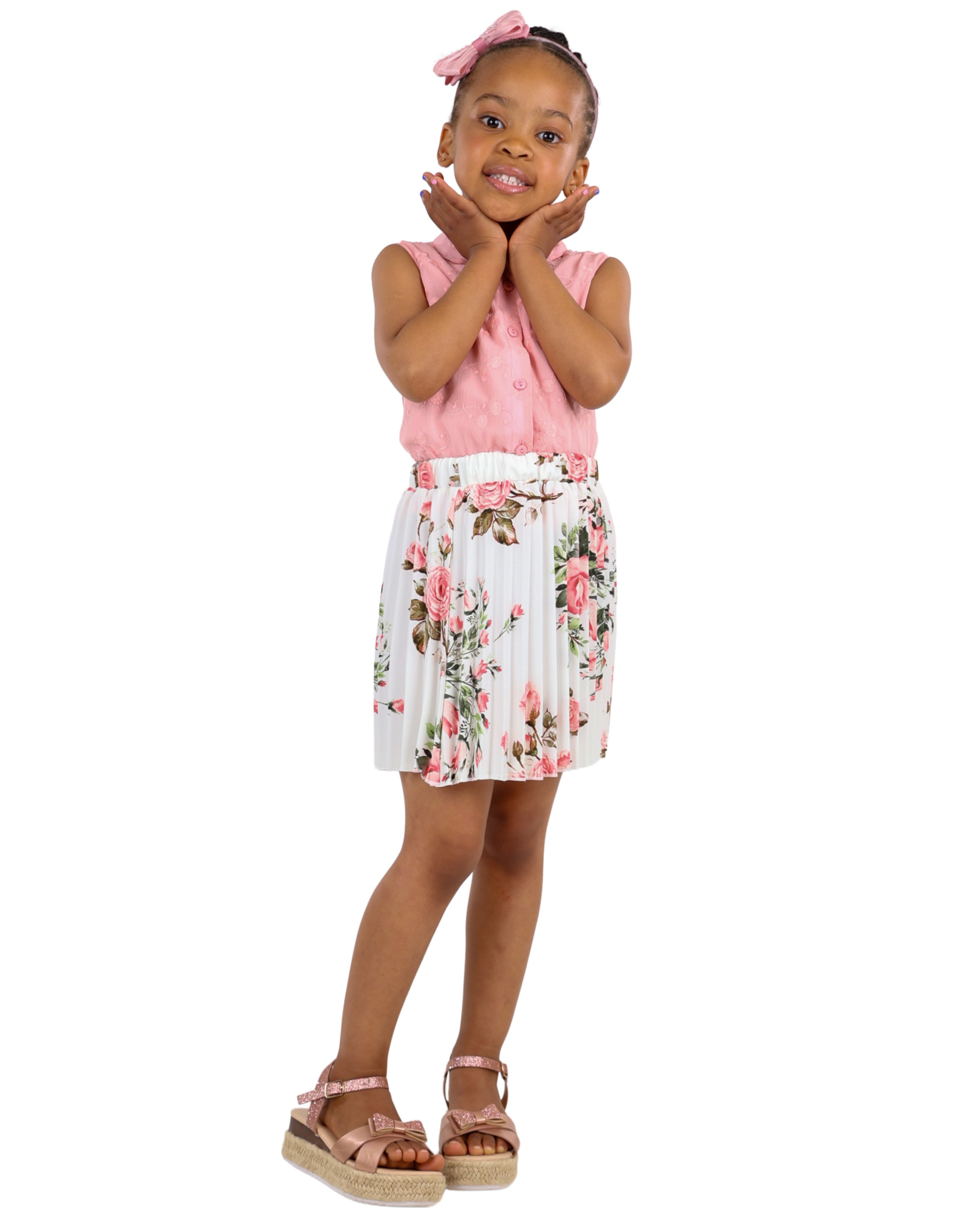 Pleated Floral Print Skirt