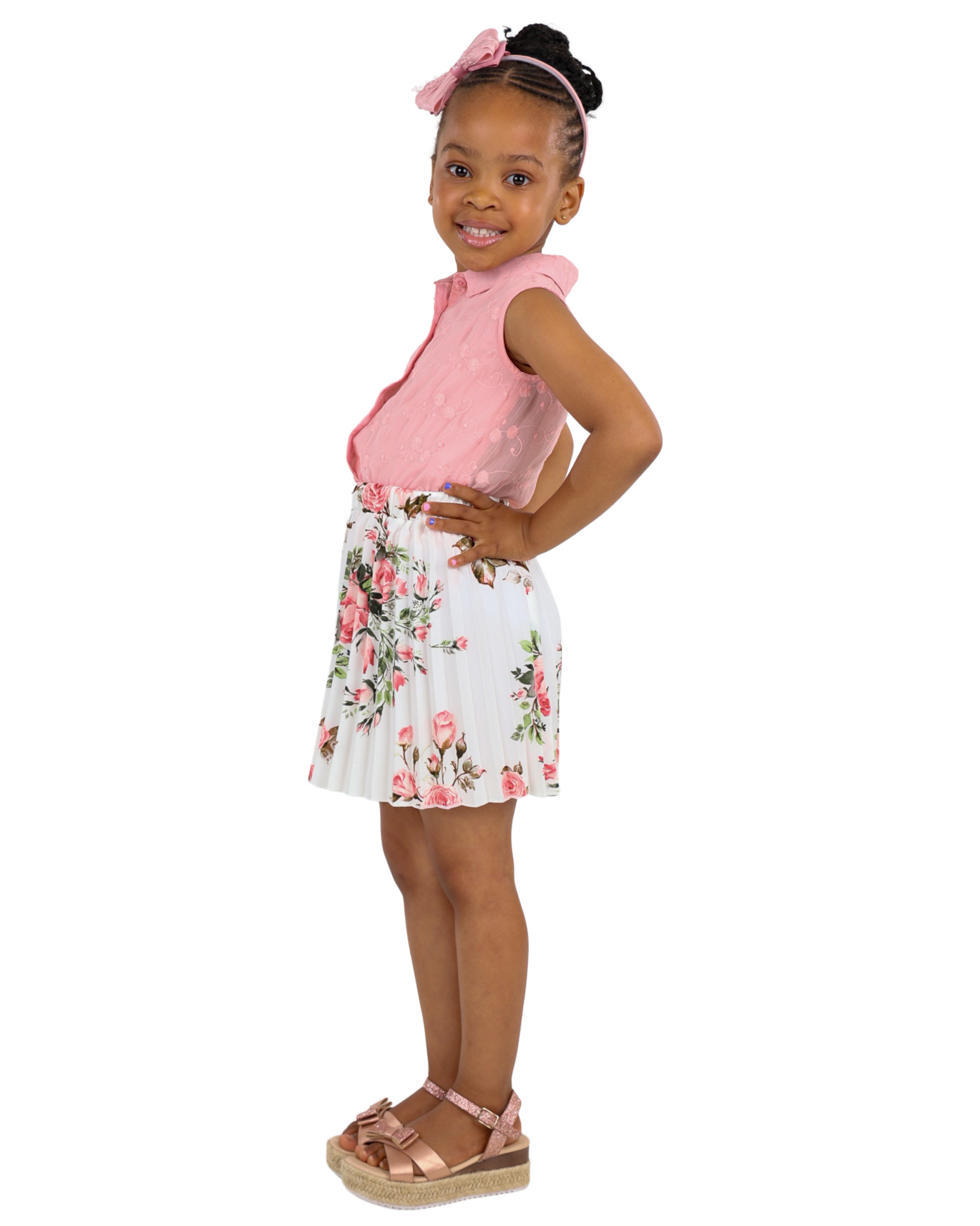 Pleated Floral Print Skirt