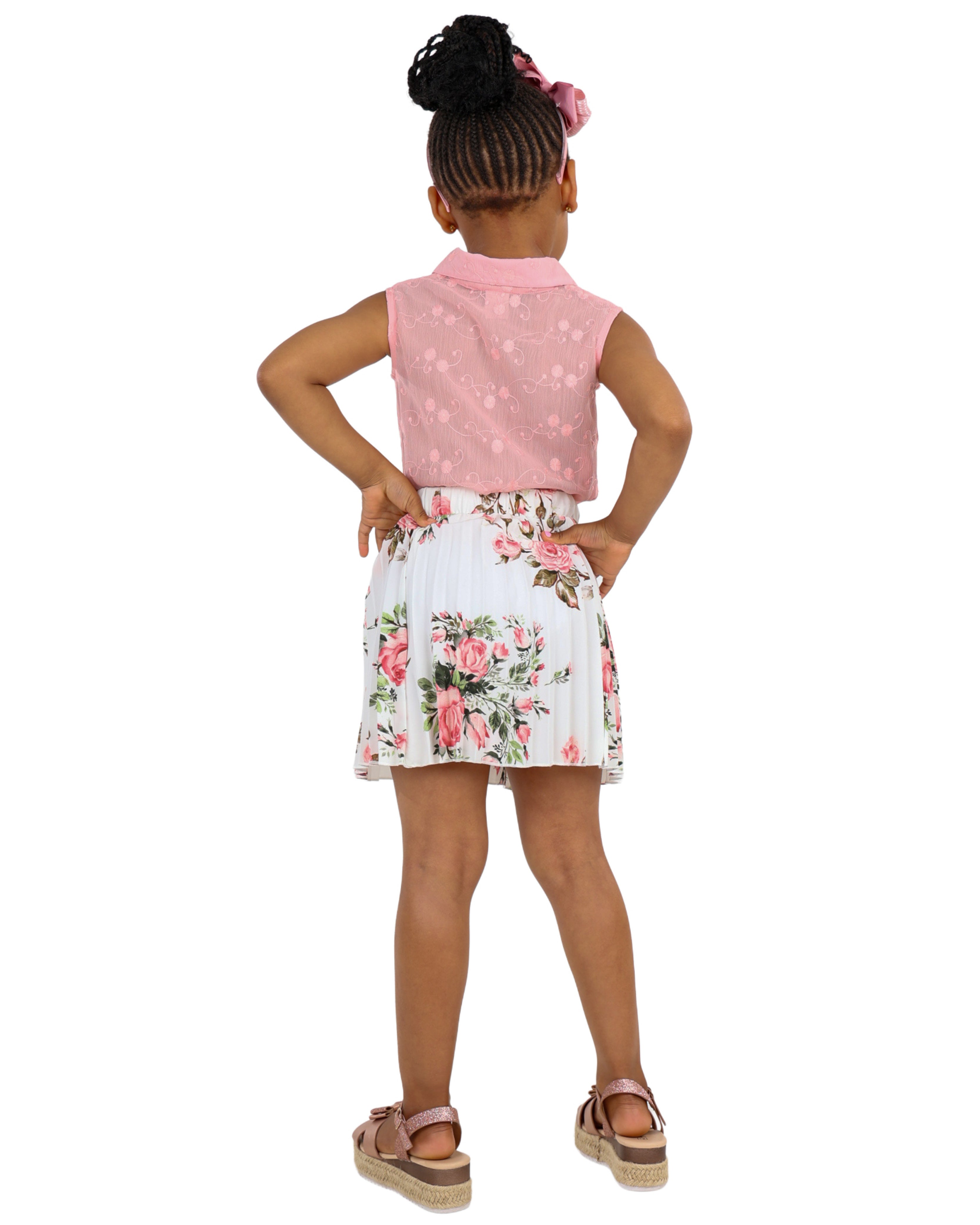 Pleated Floral Print Skirt