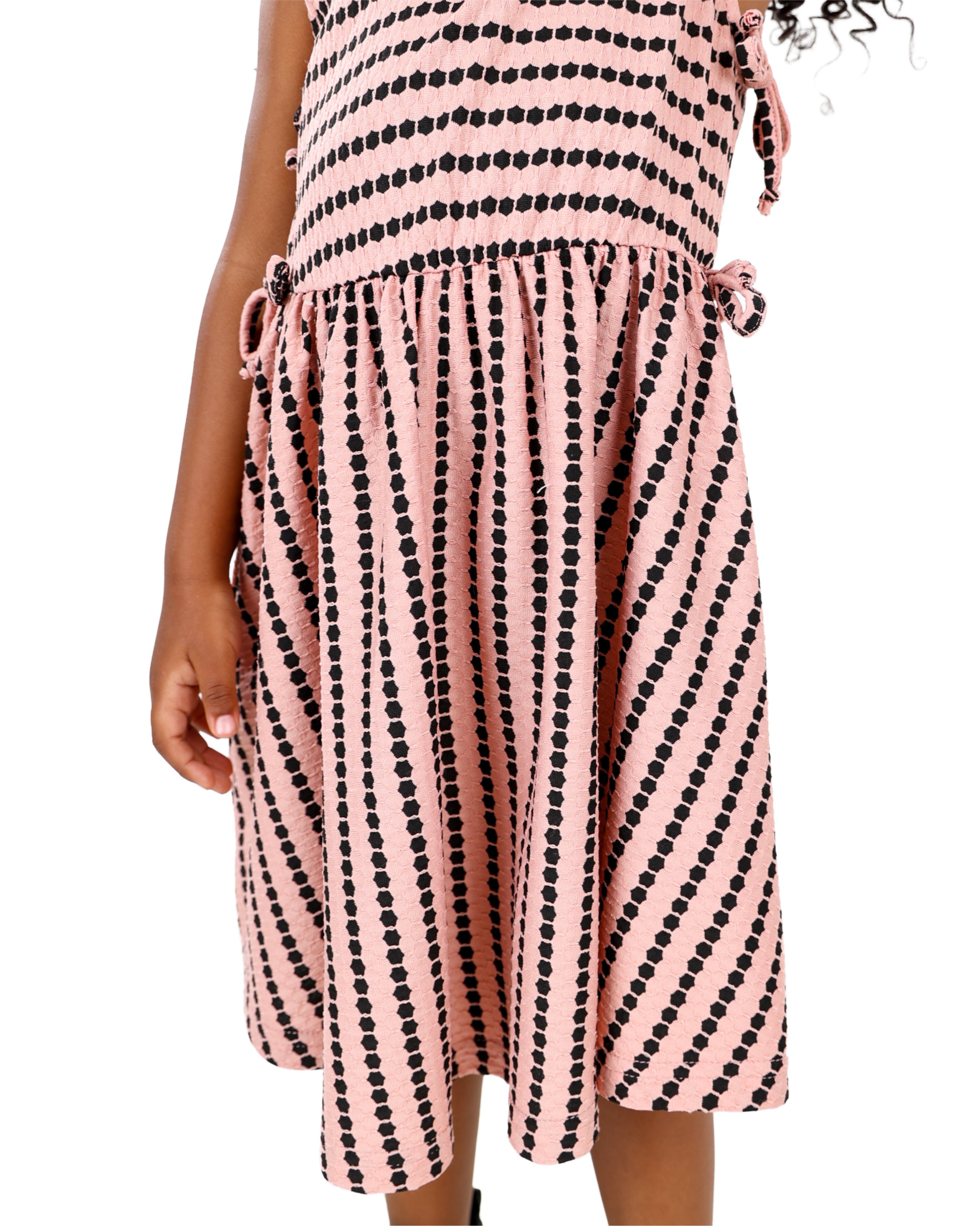 Sleeveless Striped Dress with Side Bow Detail