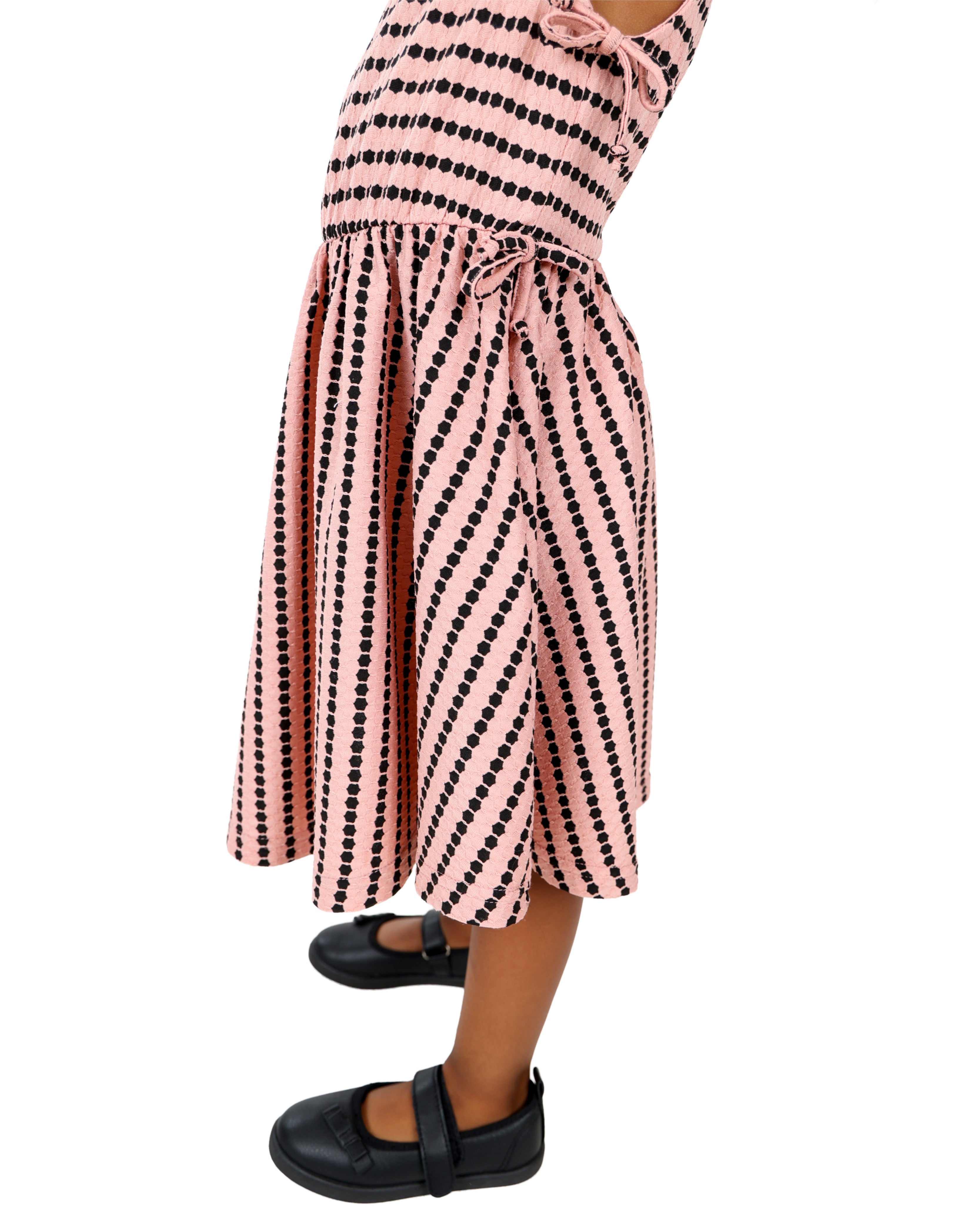 Sleeveless Striped Dress with Side Bow Detail