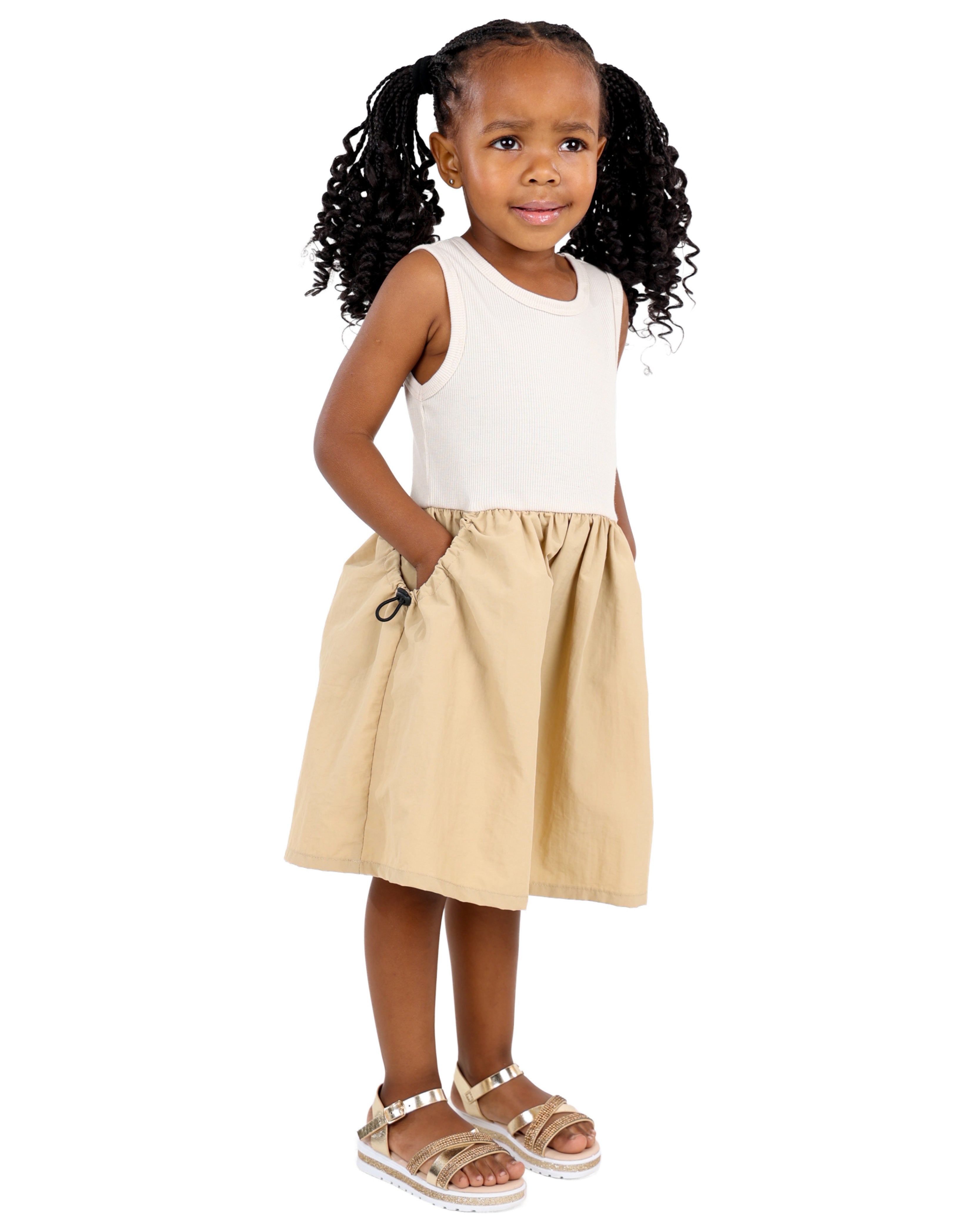 Sleeveless Parachute Combo Dress