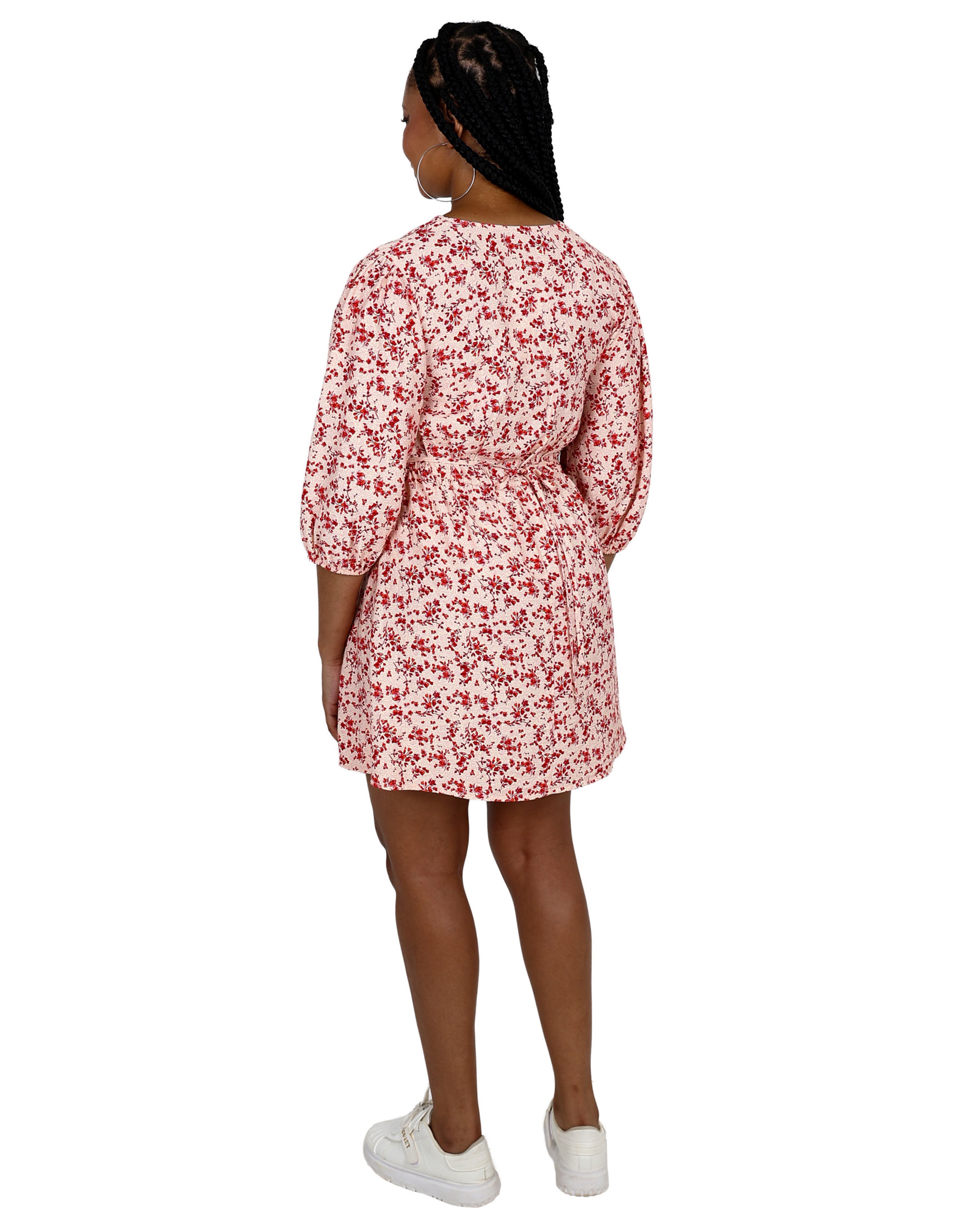 Floral Print 3/4 Puff Sleeve Mini Dress