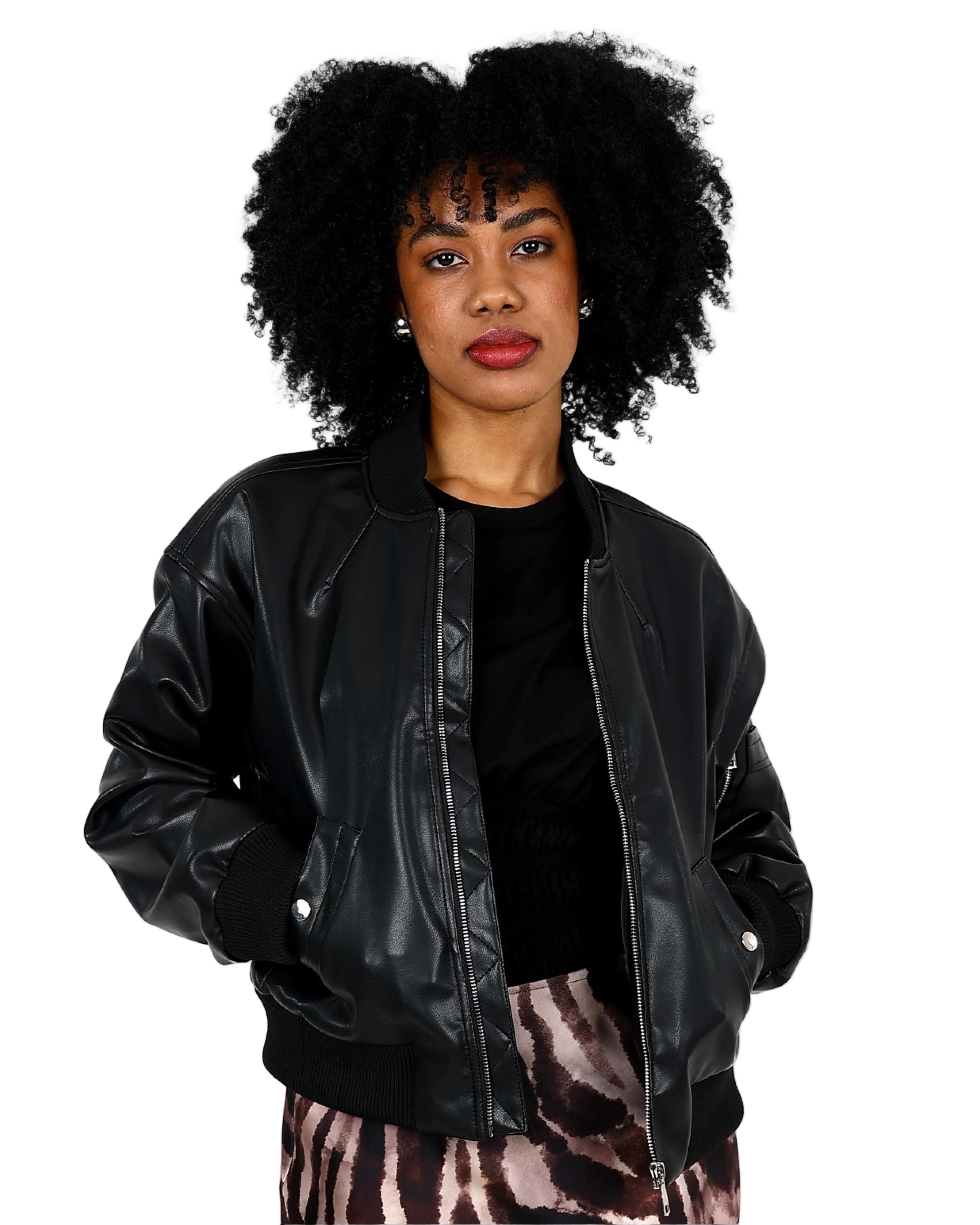 Leather Look Baseball Biker Jacket
