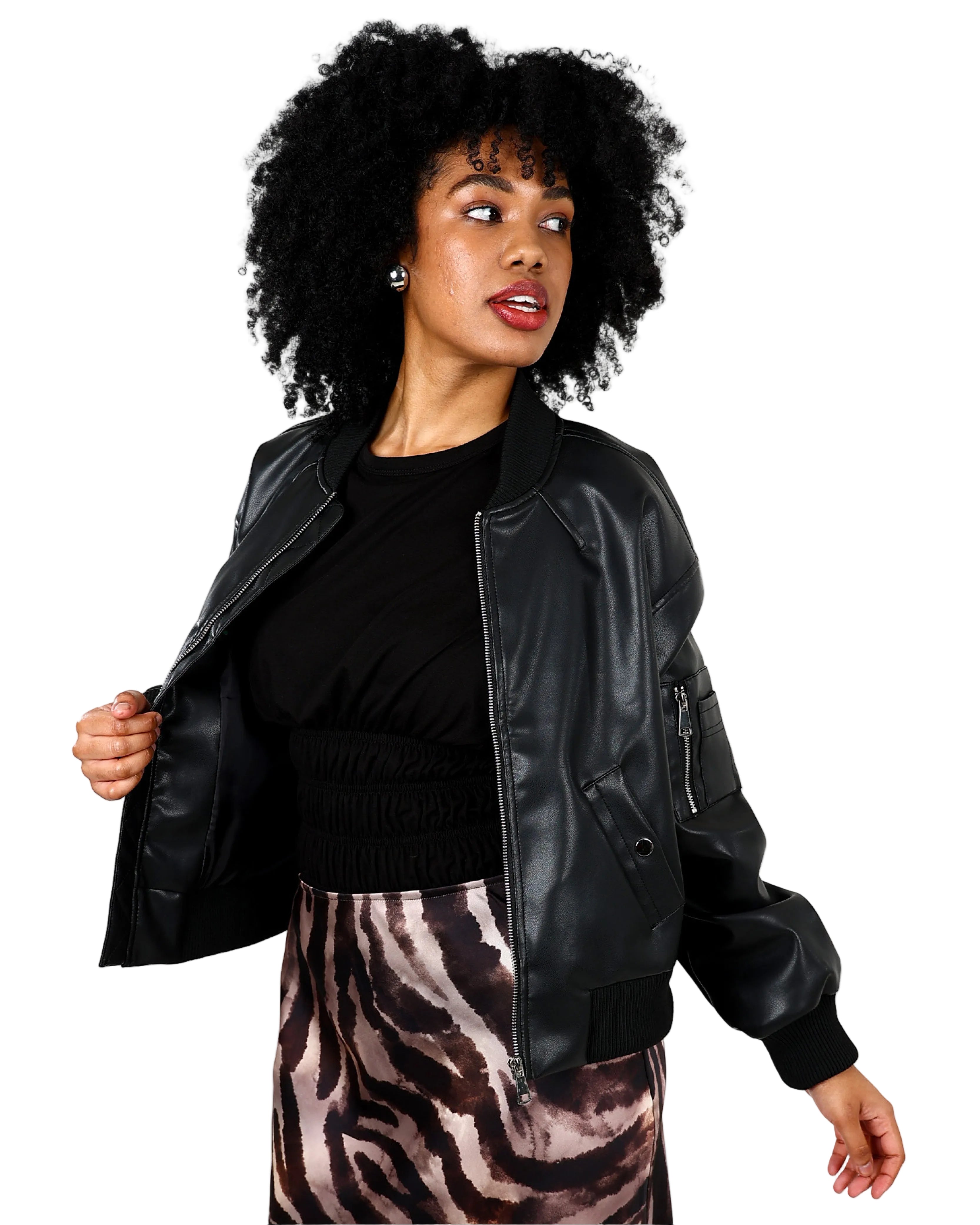 Leather Look Baseball Biker Jacket