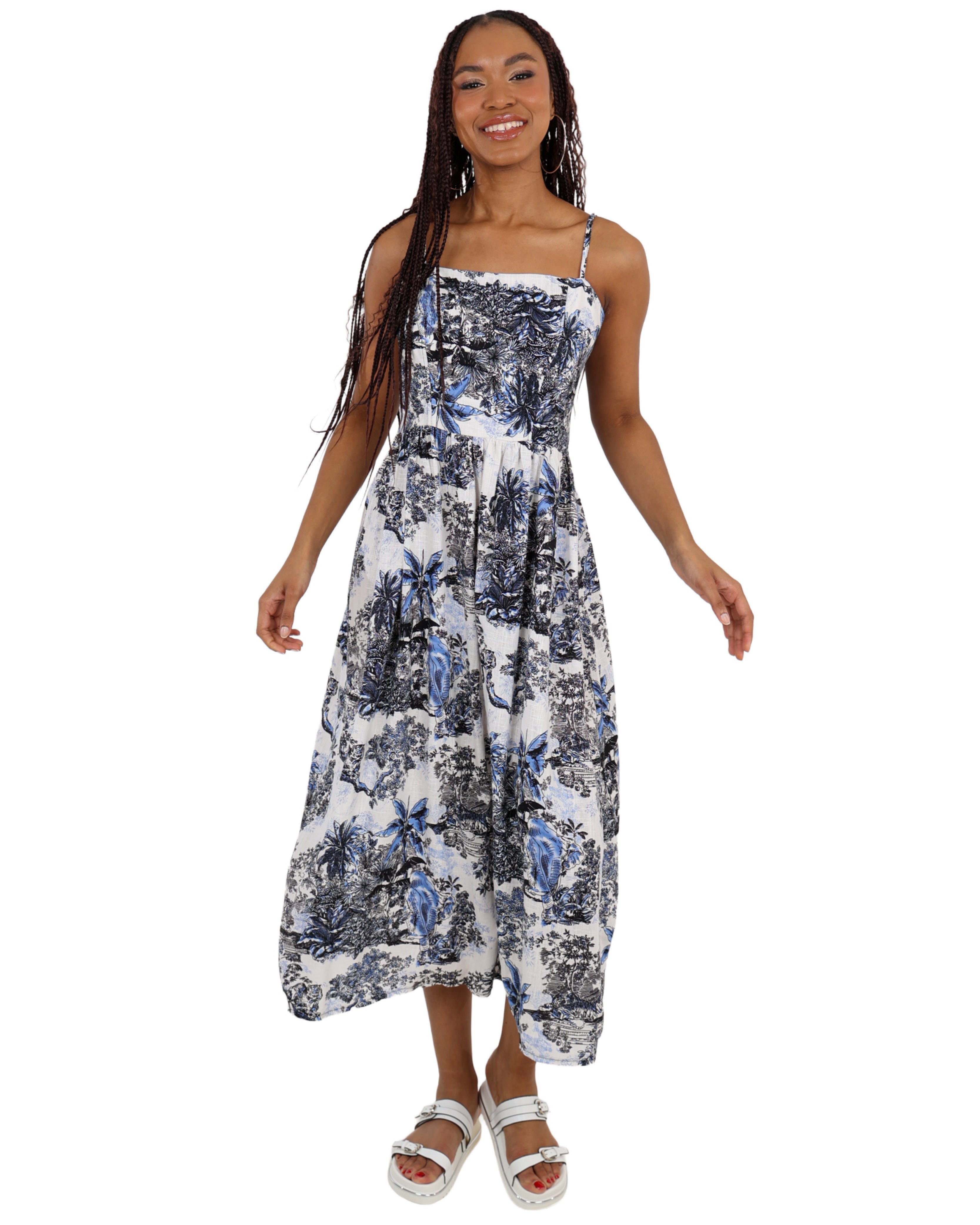 Strappy Printed Maxi Dress