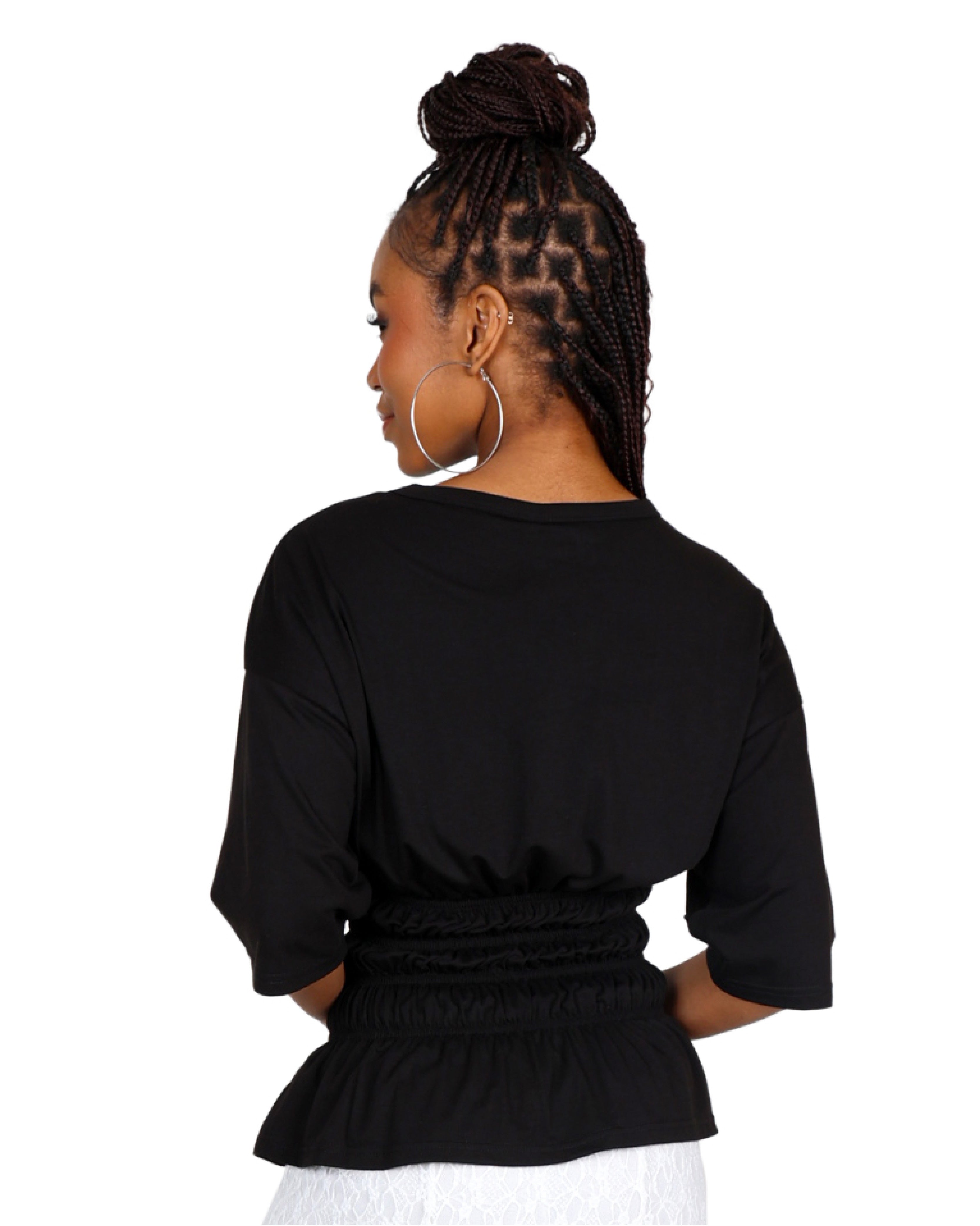 Smocked Waist Short Sleeve Top