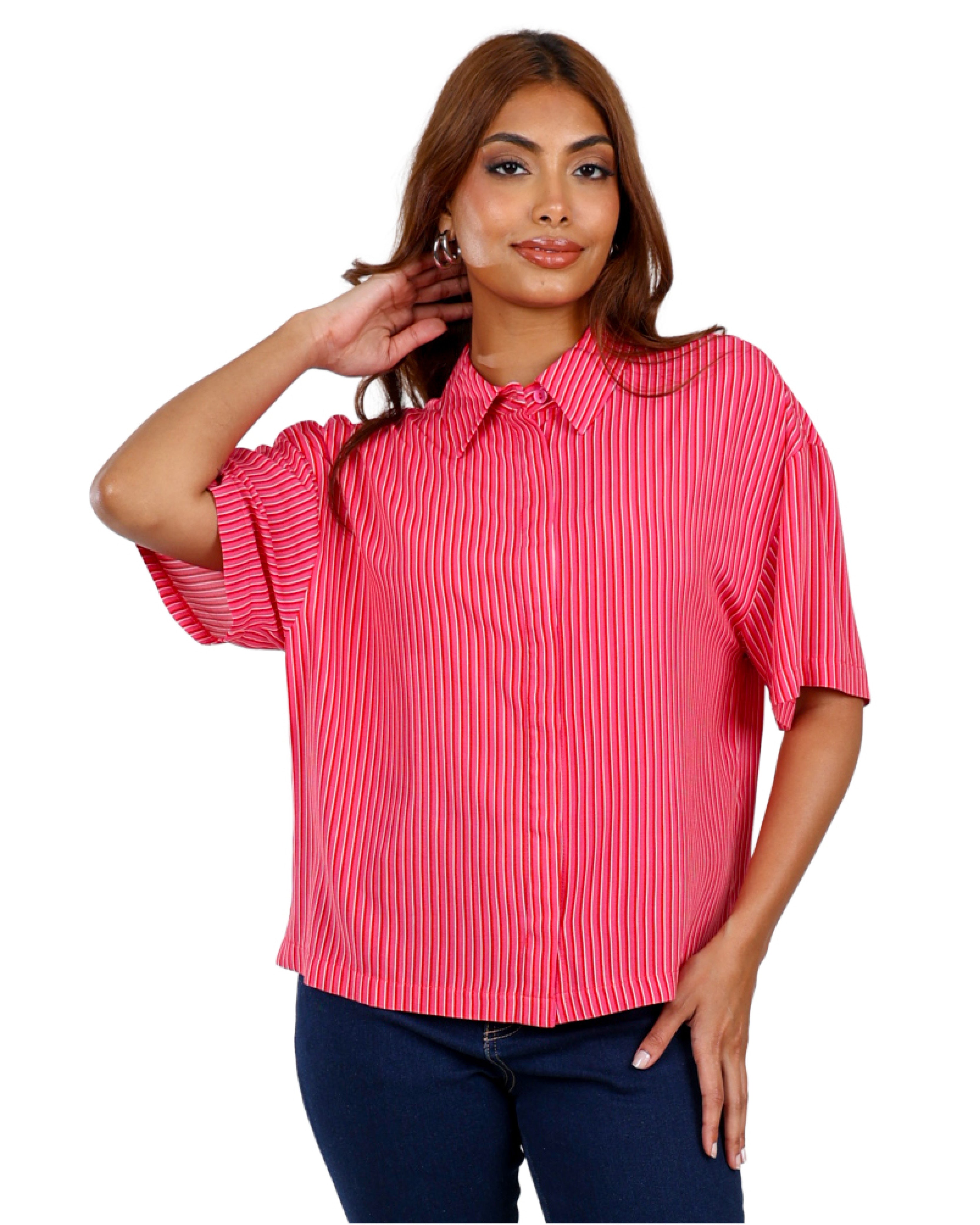 Slouchy Short Sleeve Striped Shirt