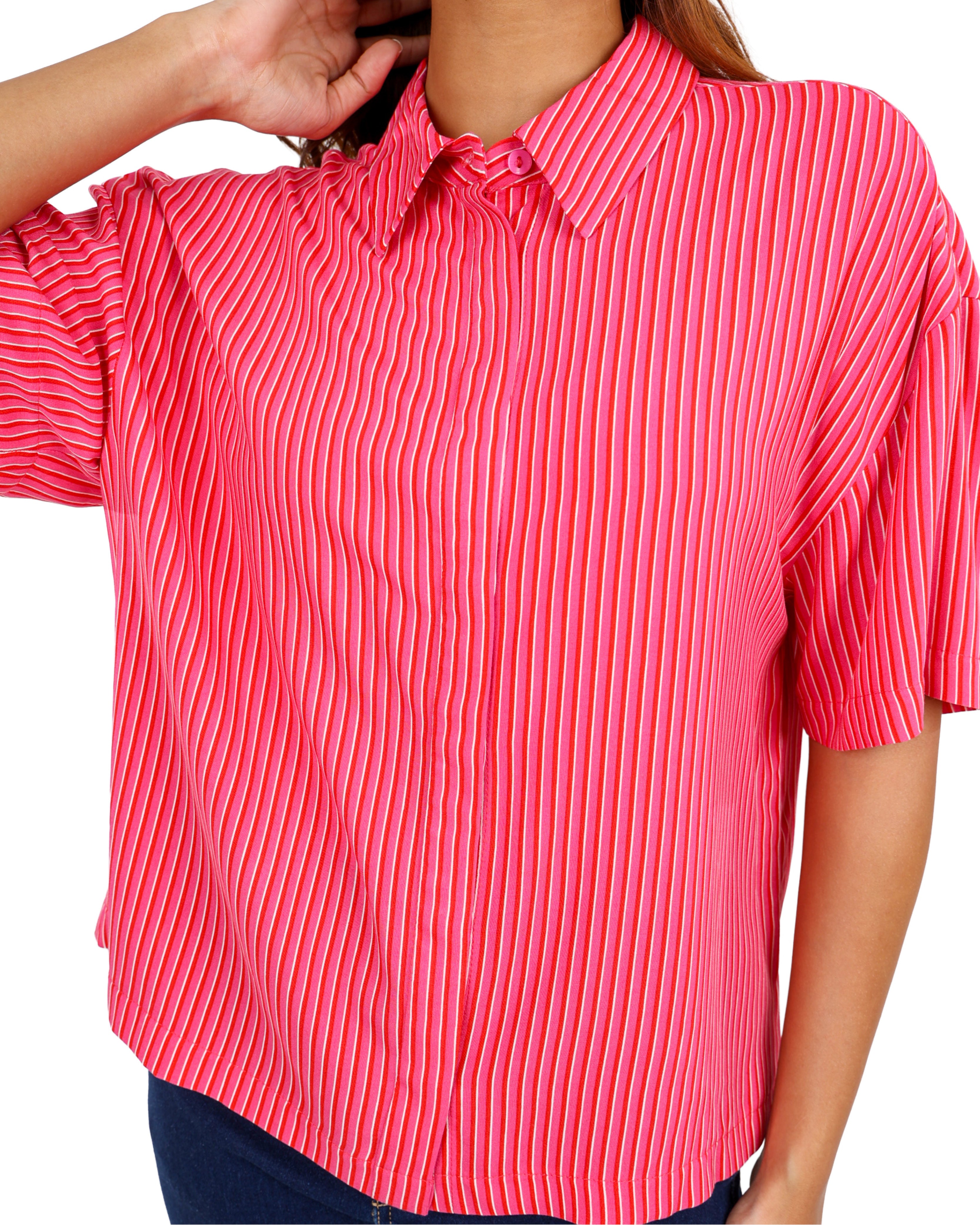 Slouchy Short Sleeve Striped Shirt
