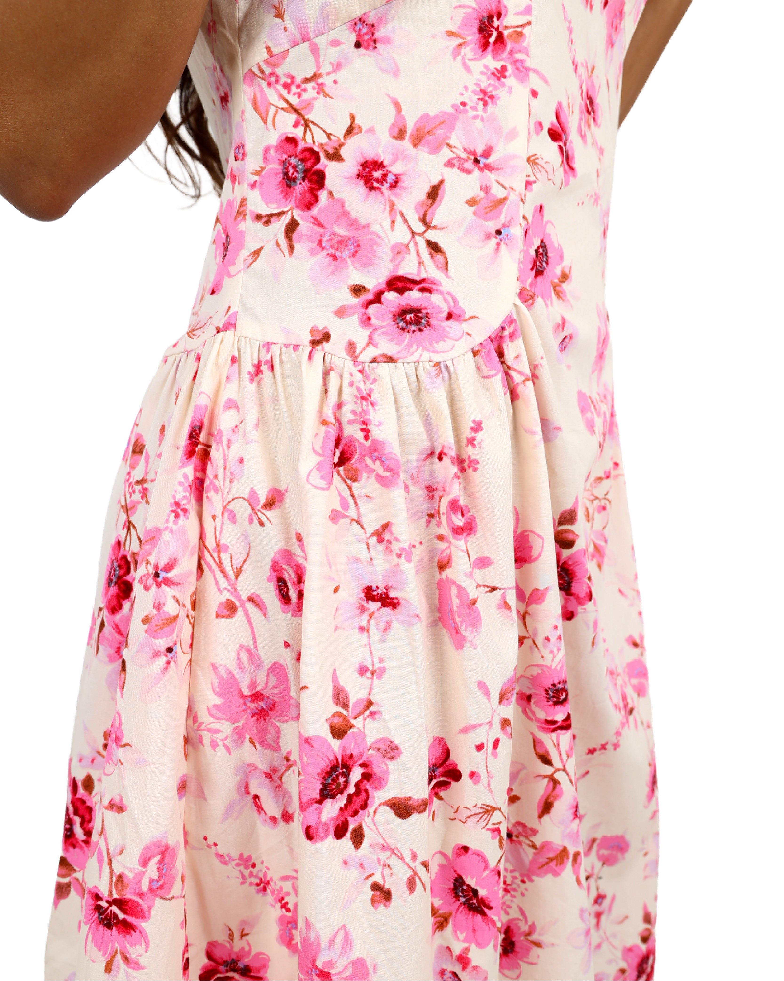 Floral Detail Paneled Mini Dress