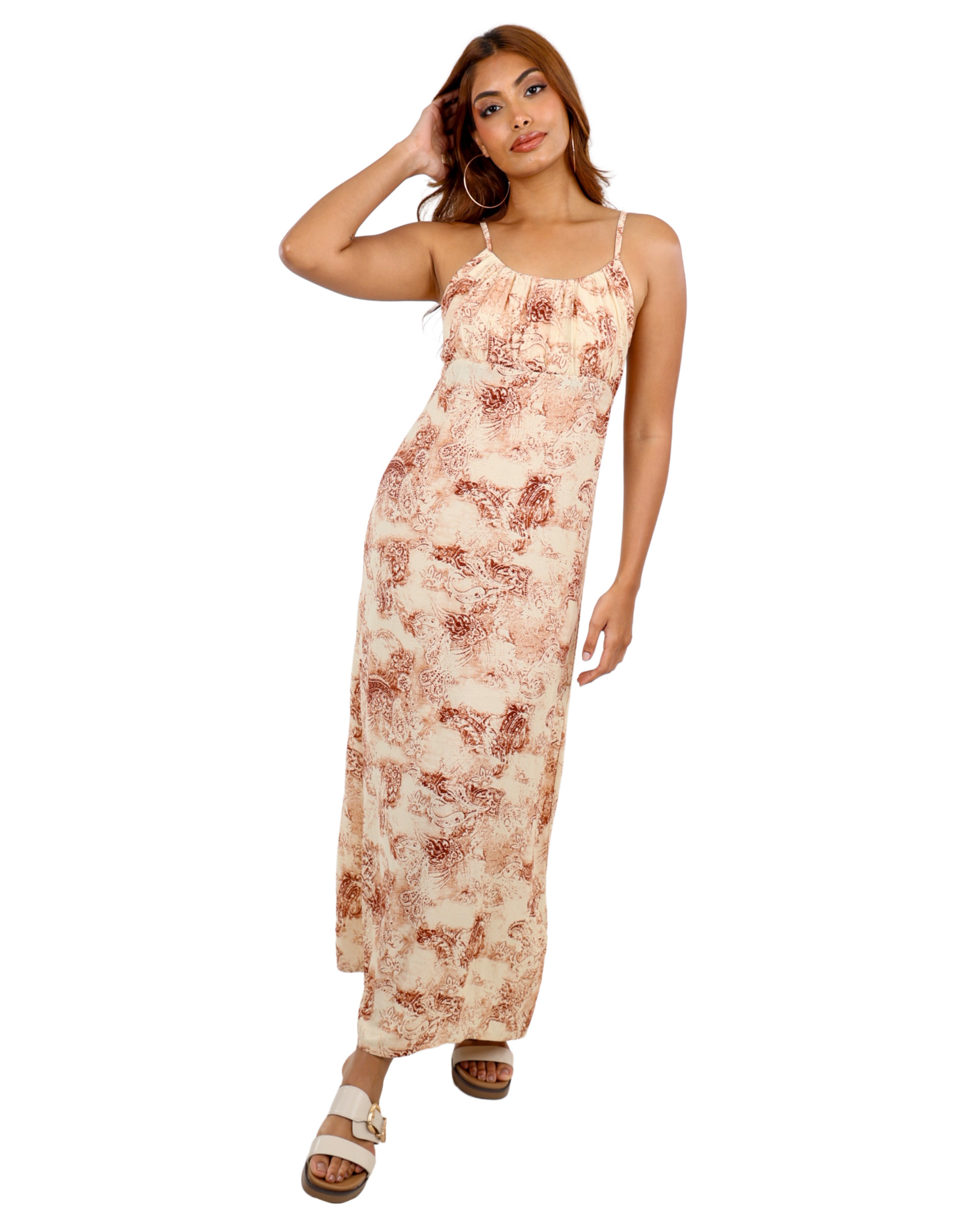 Strappy Printed Maxi Dress
