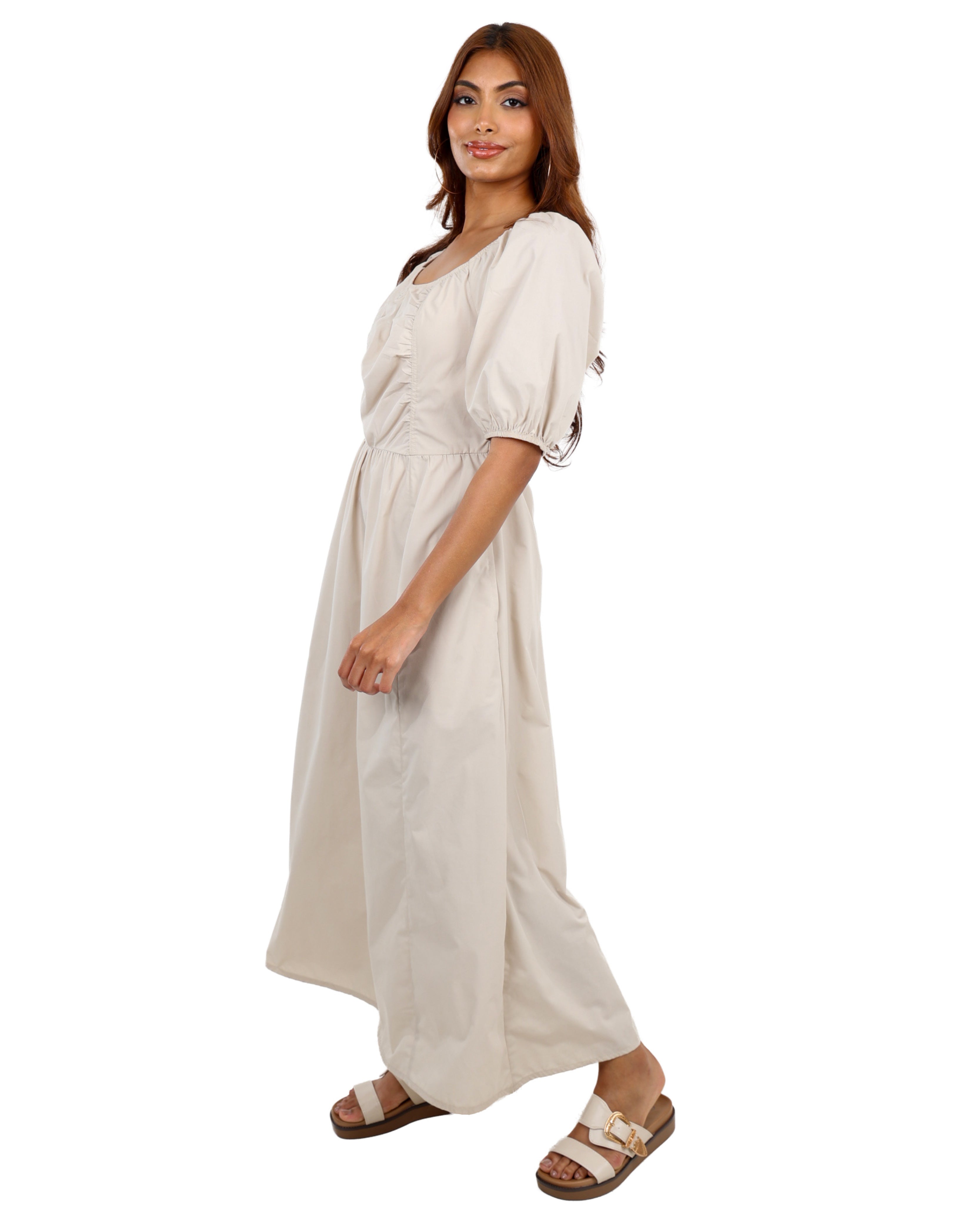 Puff Sleeve Smocked Maxi Dress