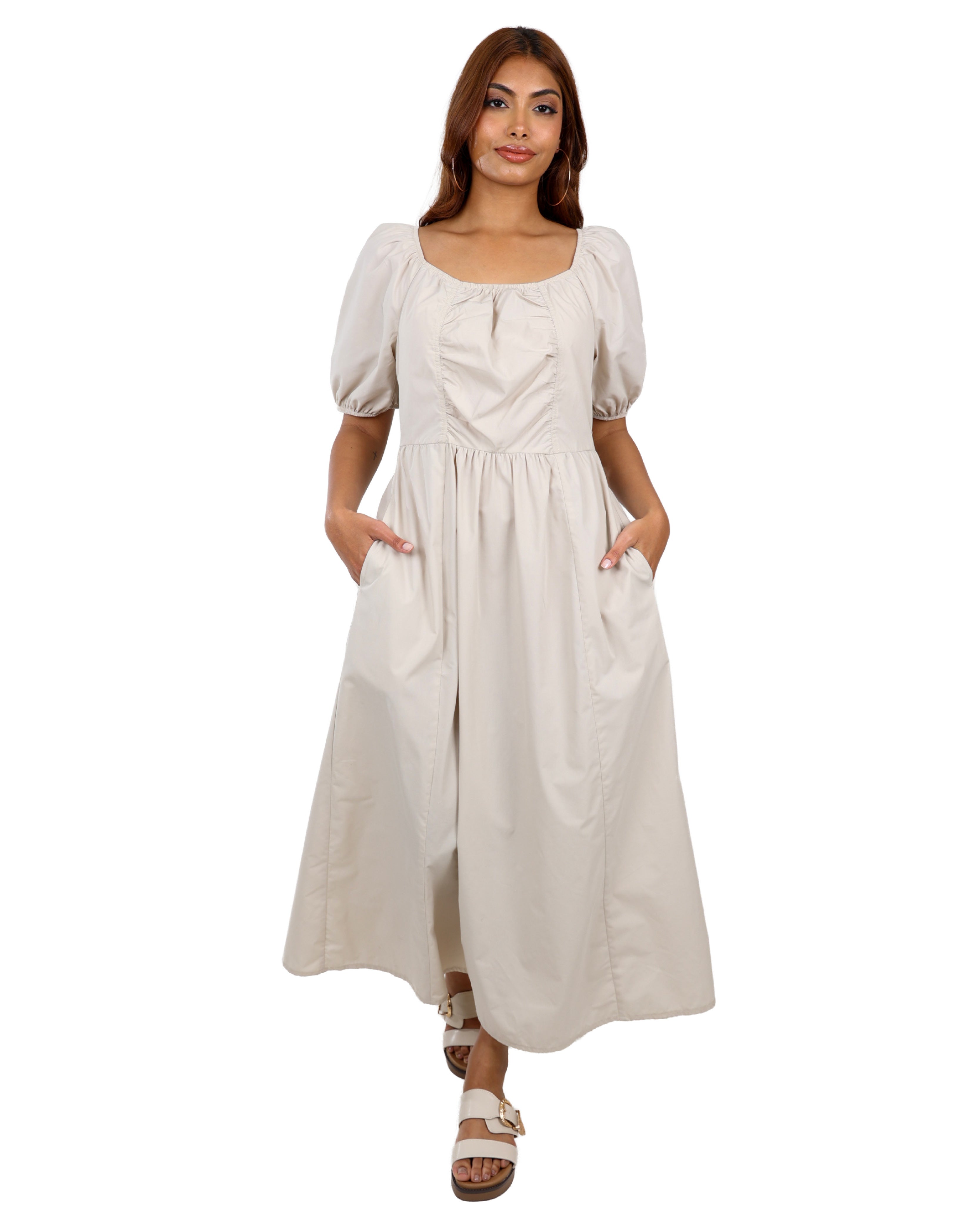 Puff Sleeve Smocked Maxi Dress