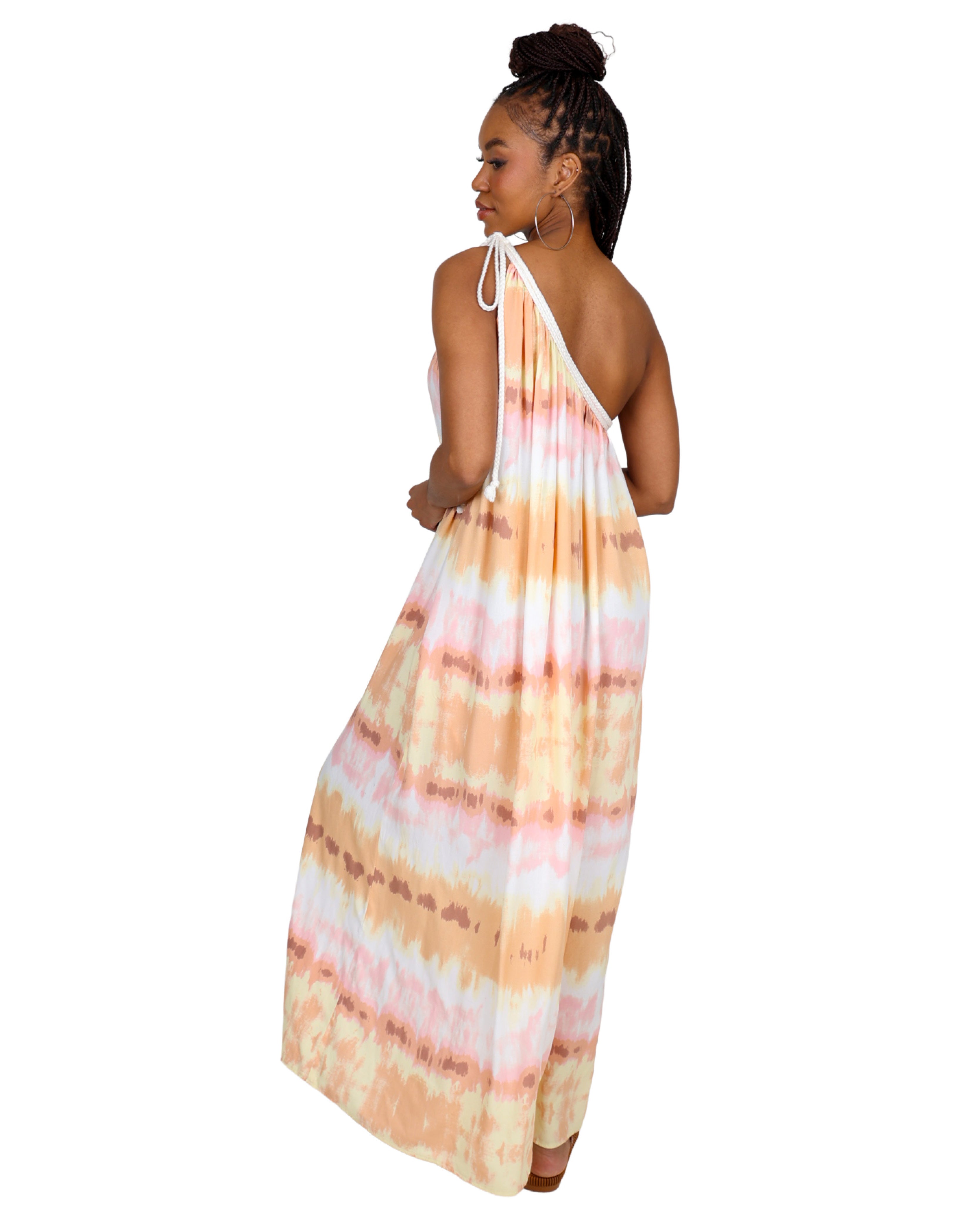 Tie Dye Rope Detail Kaftan Dress