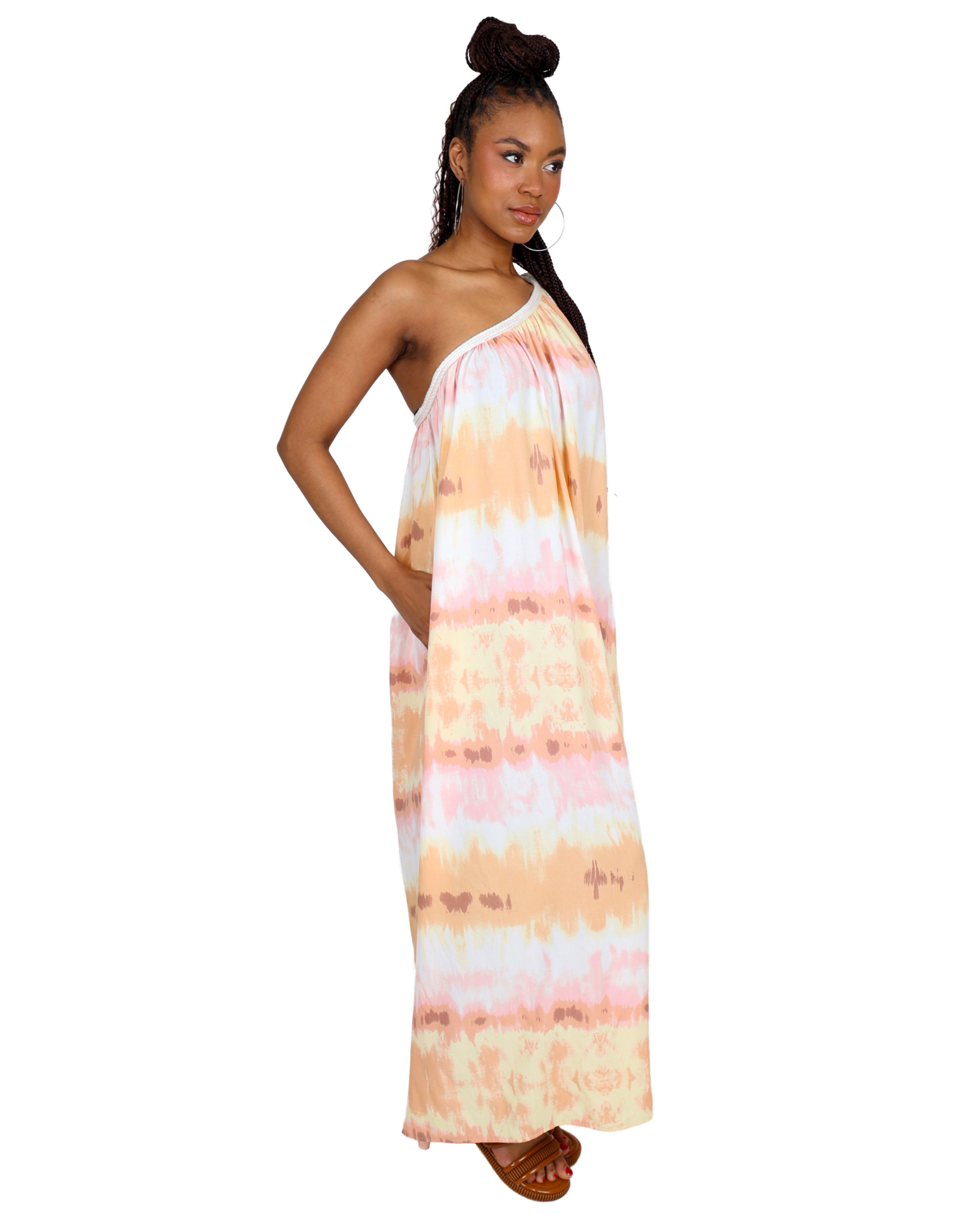 Tie Dye Rope Detail Kaftan Dress
