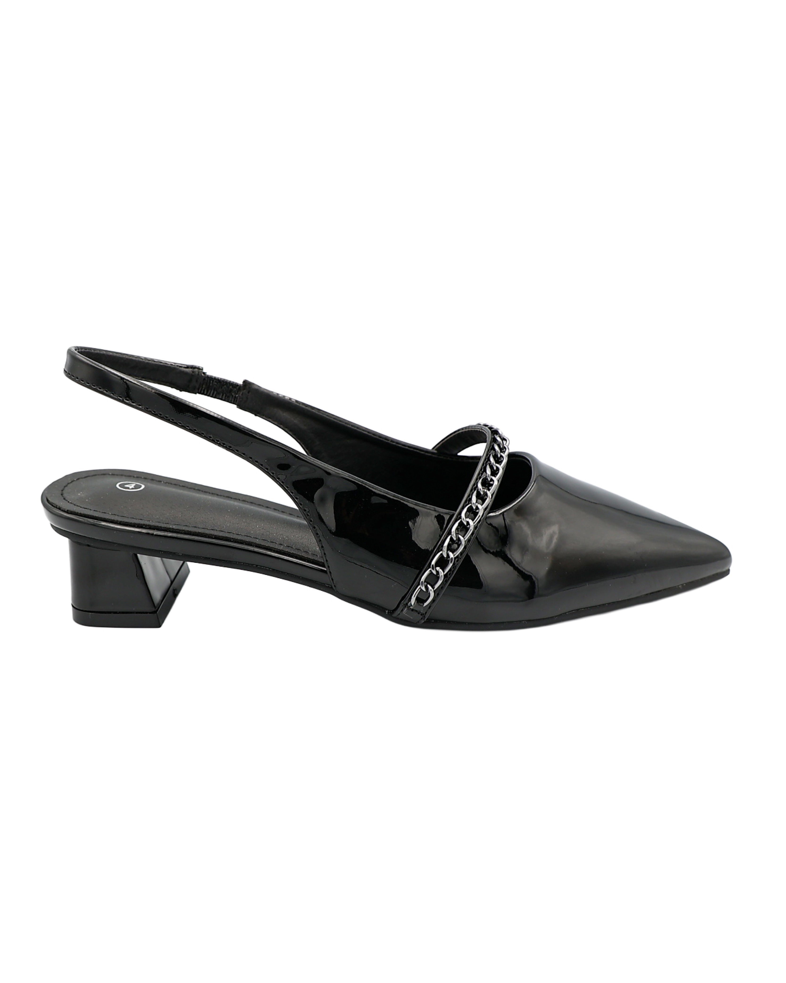 Black Chain Bar Slingbacks