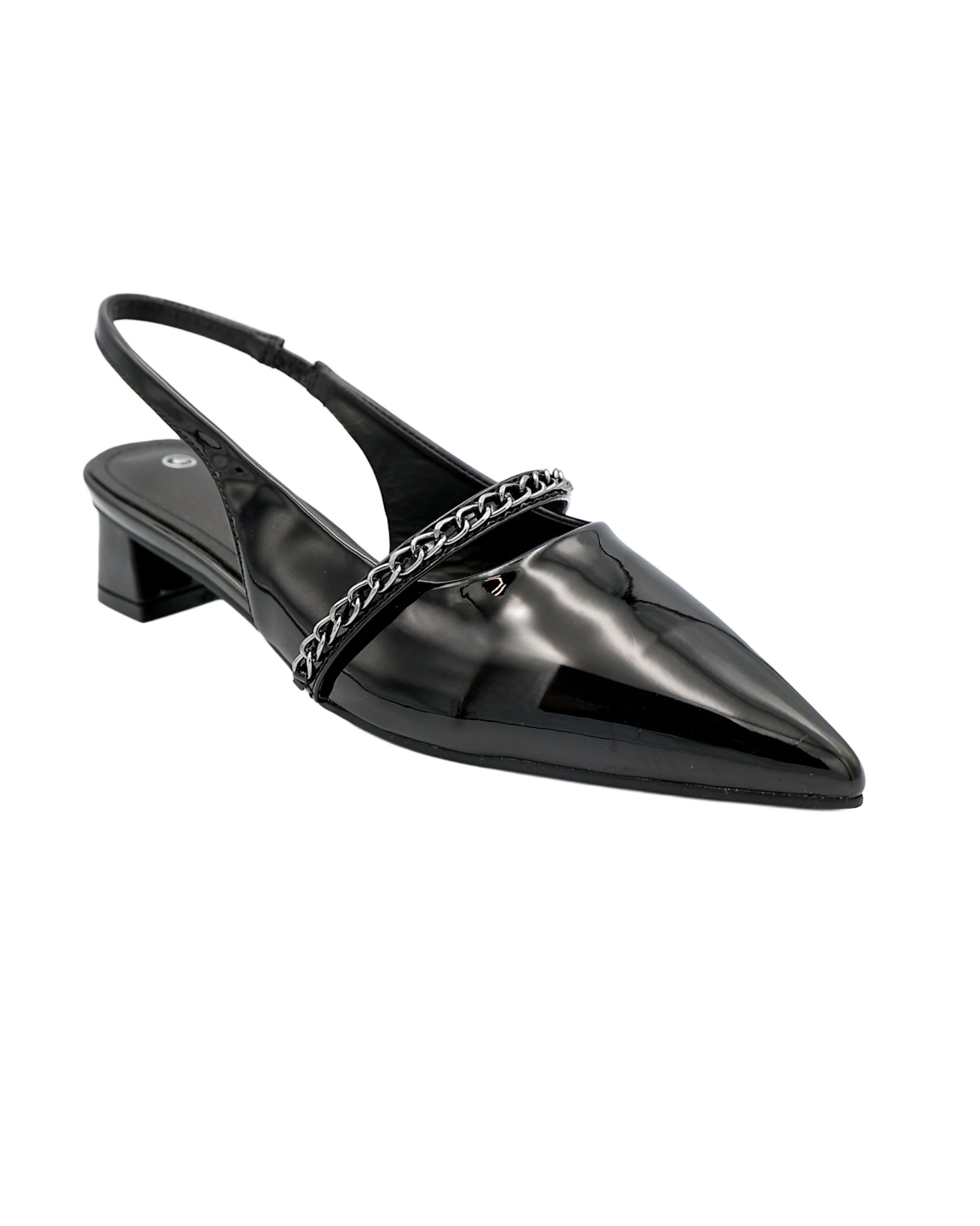 Black Chain Bar Slingbacks