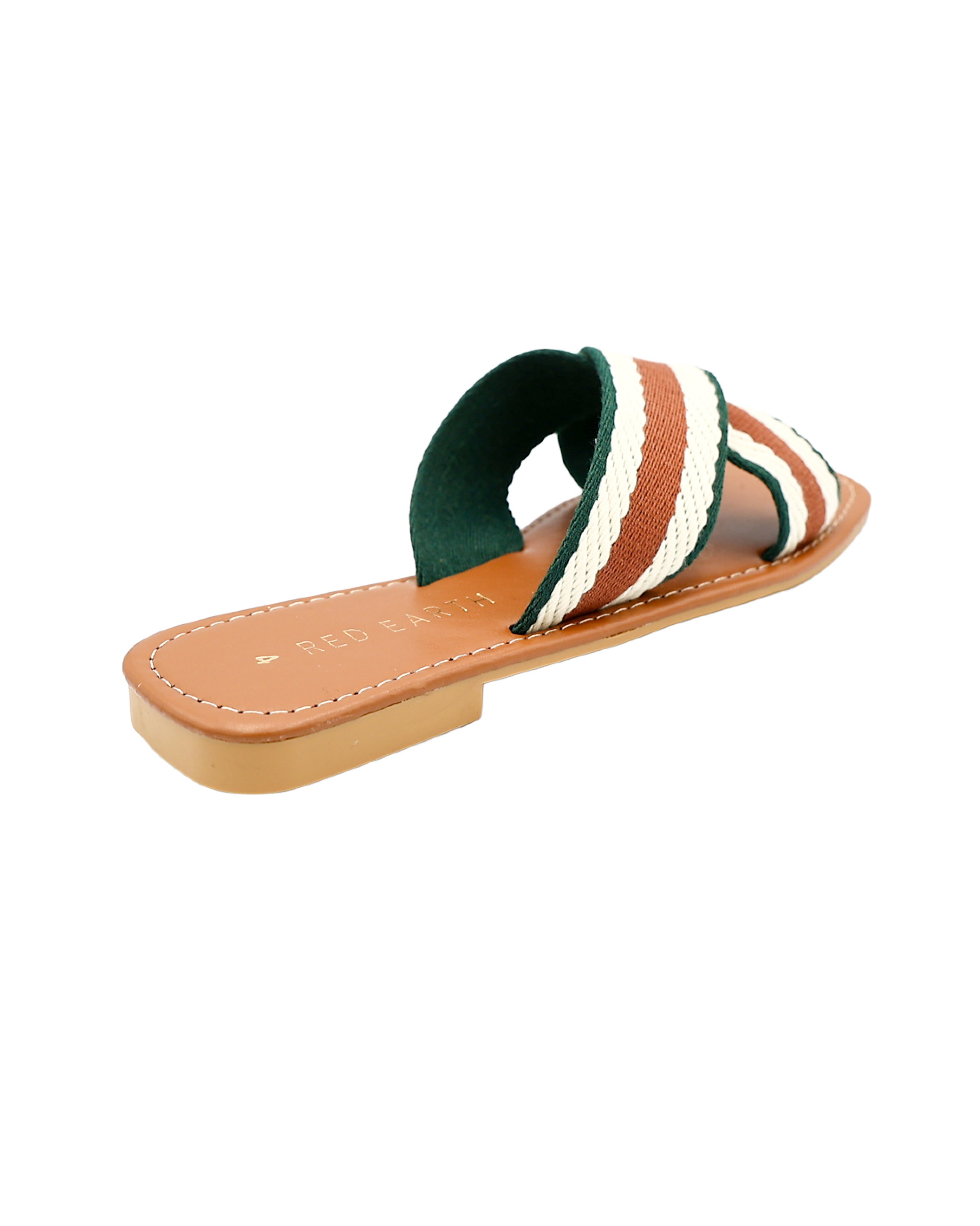 Tan Braided Crossover Square Toe Sandal