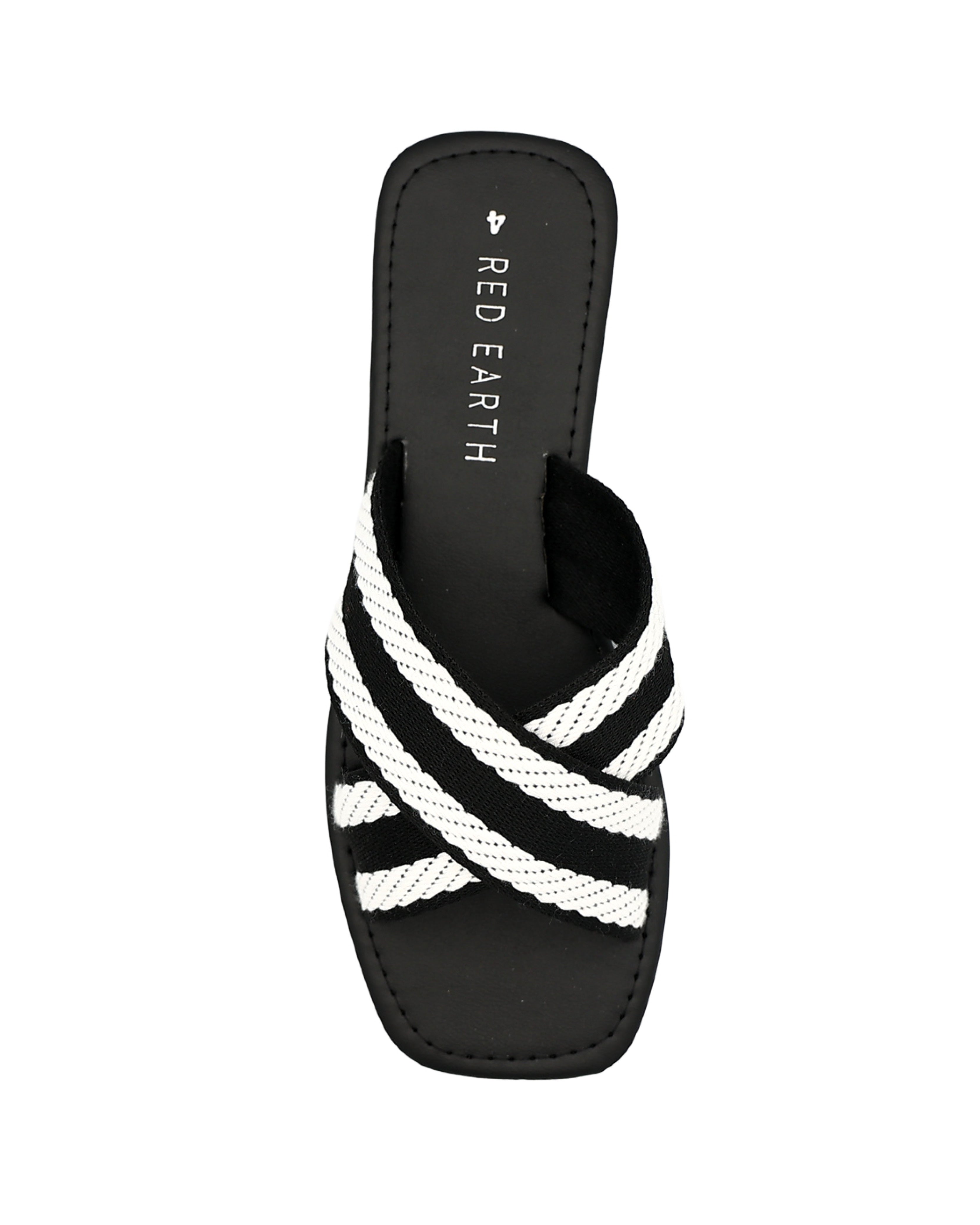 Black Braided Crossover Square Toe Sandal