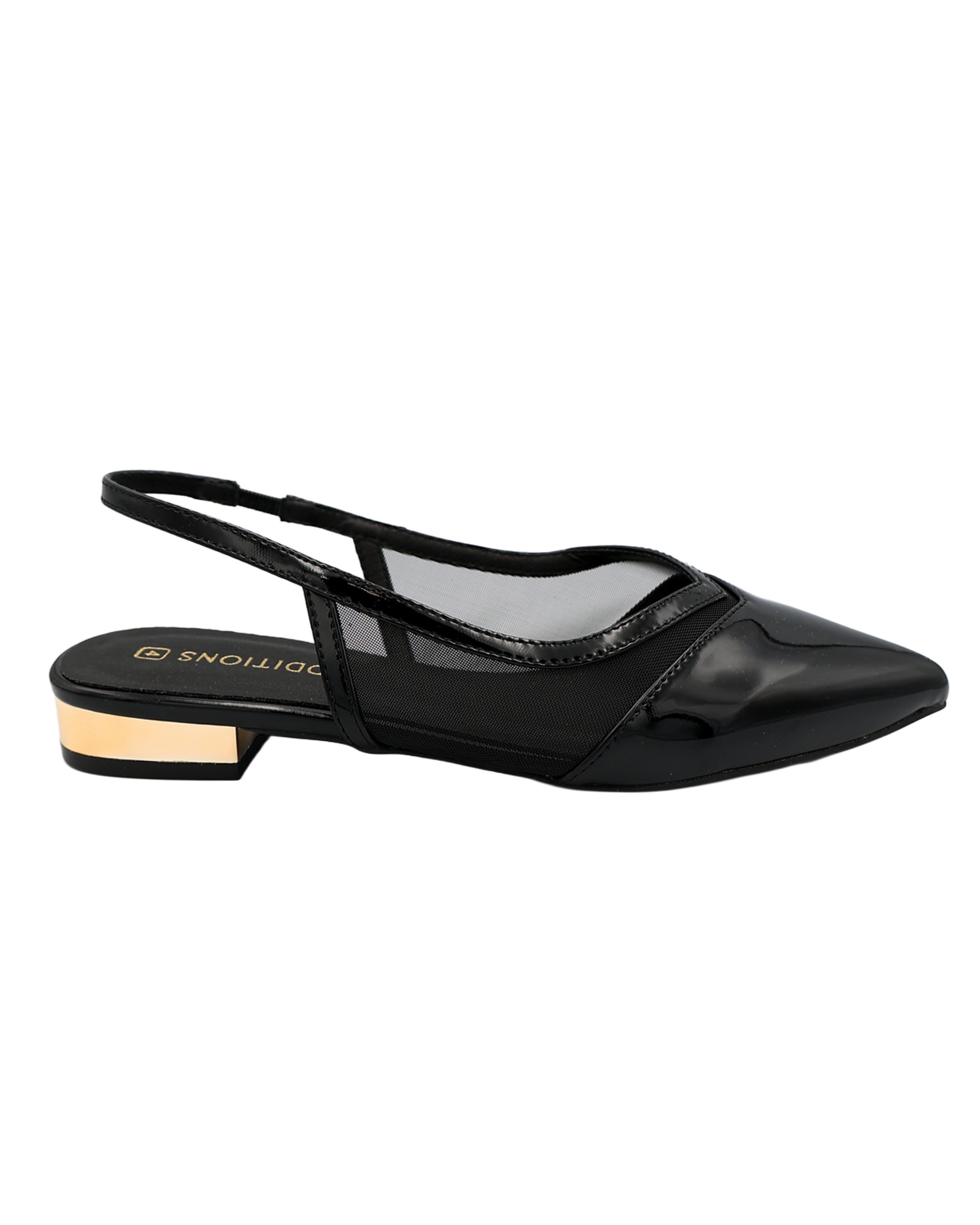 Additions Black Mesh Inset Slingback Sandals