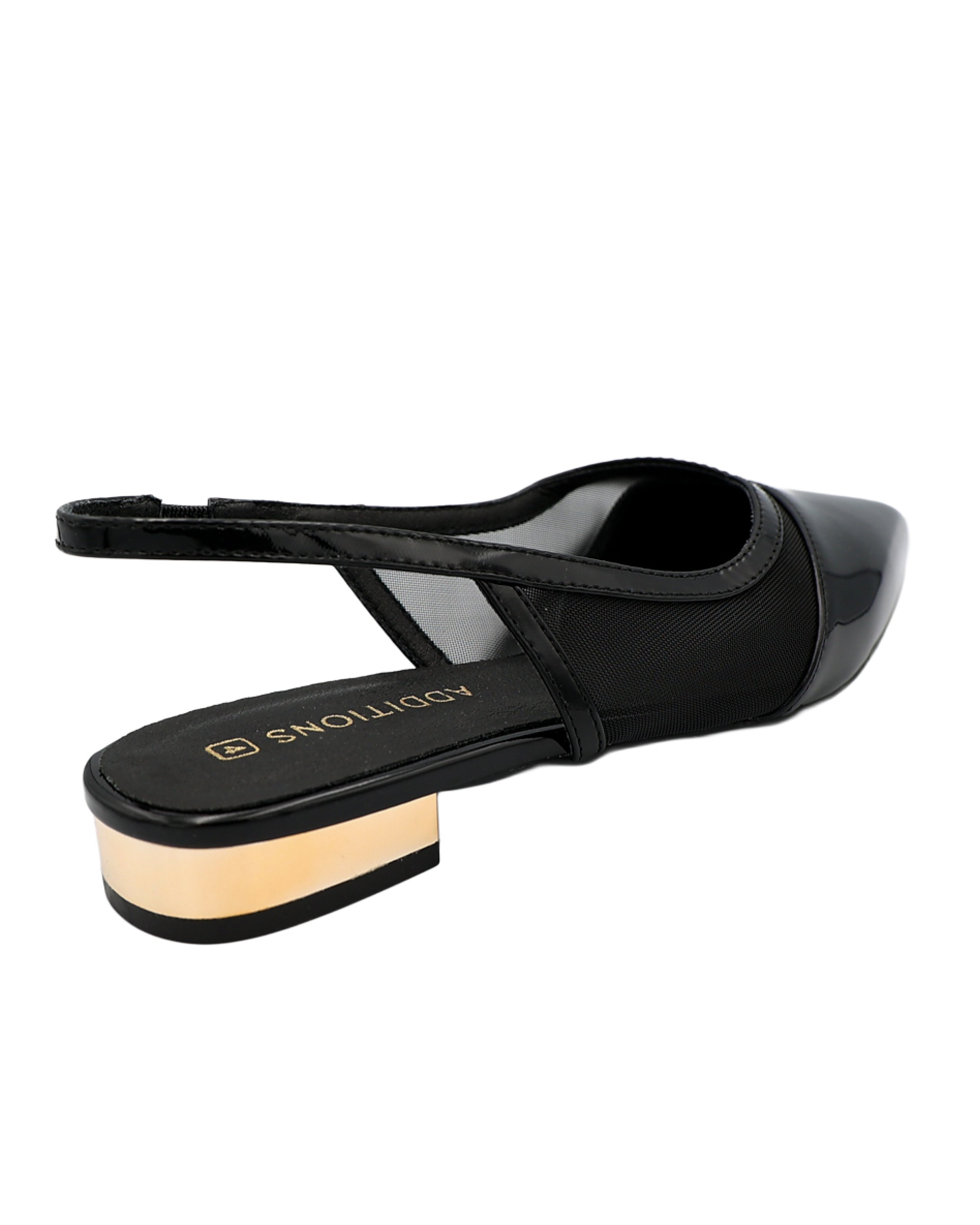 Additions Black Mesh Inset Slingback Sandals