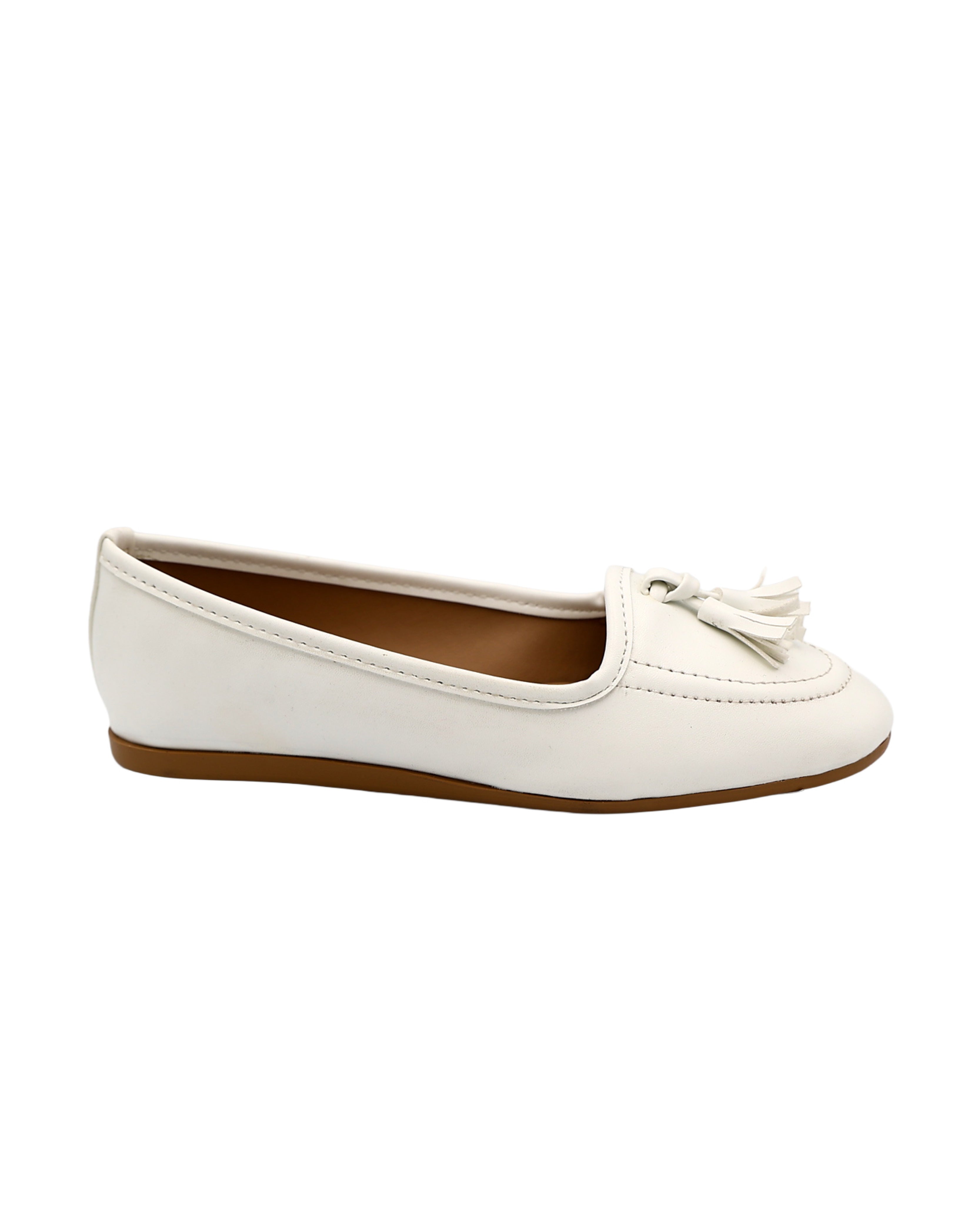 White Tassel Slip-On Pumps