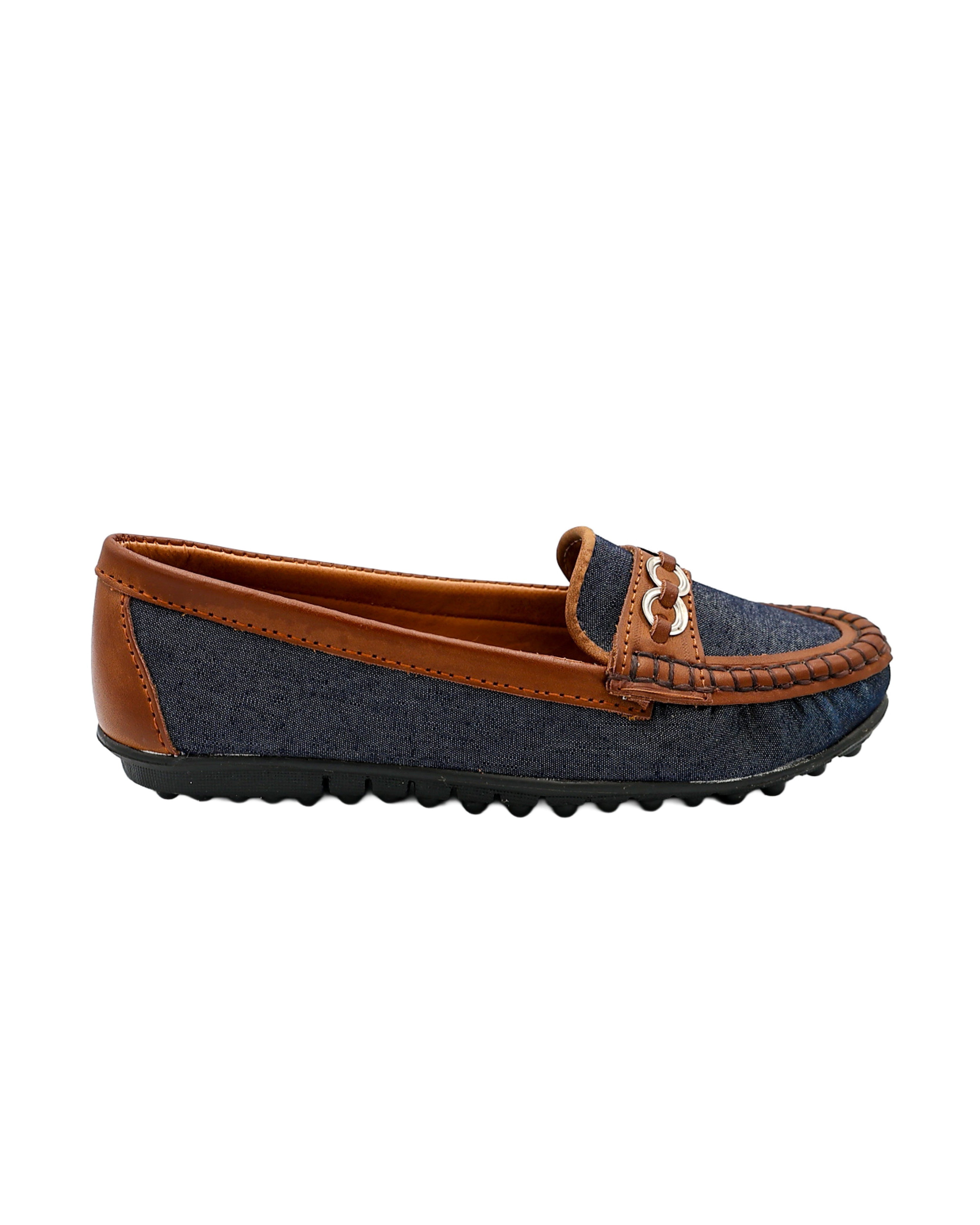 Denim Embellished Driver Shoes