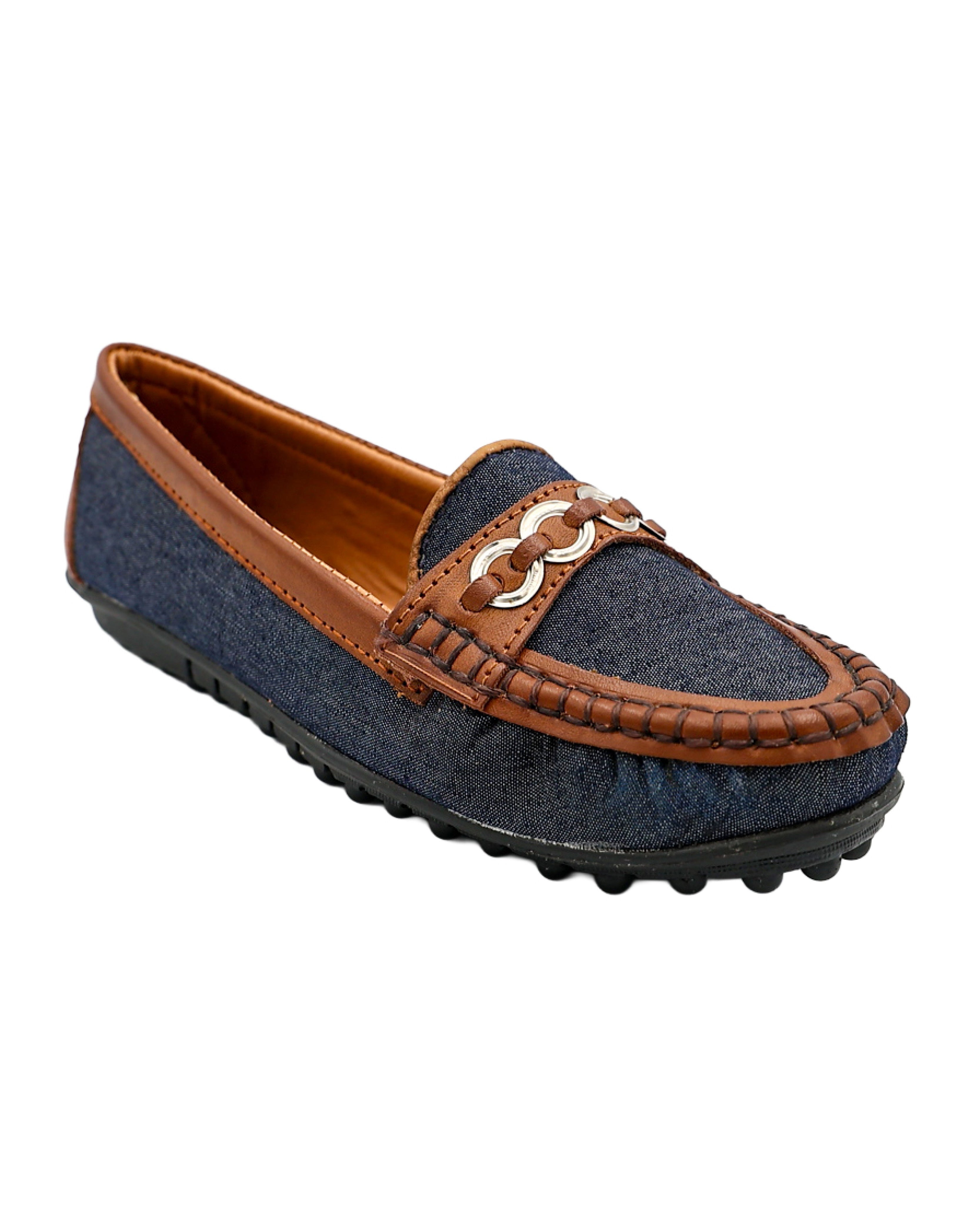 Denim Embellished Driver Shoes