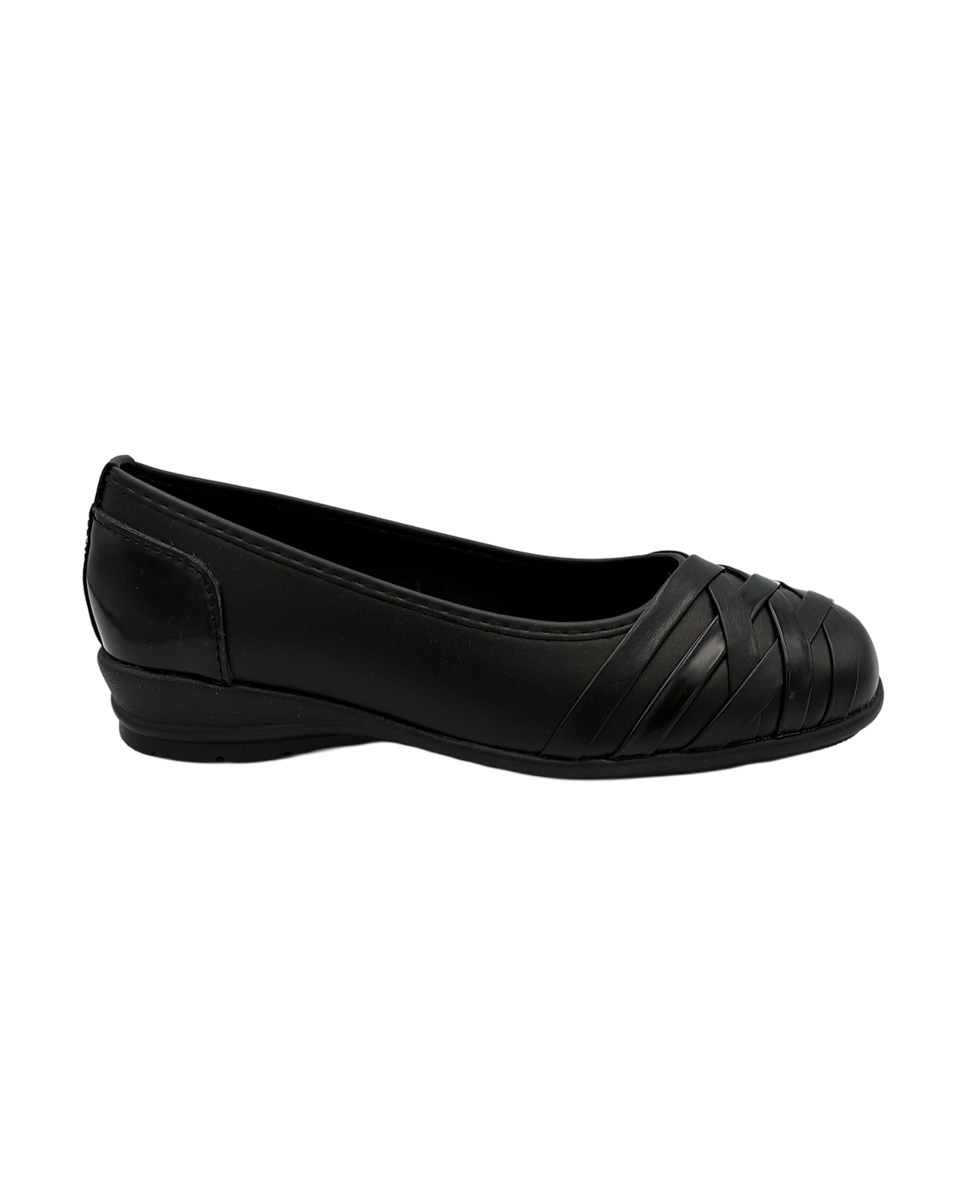 Black Strap Overlay Wedge Shoes