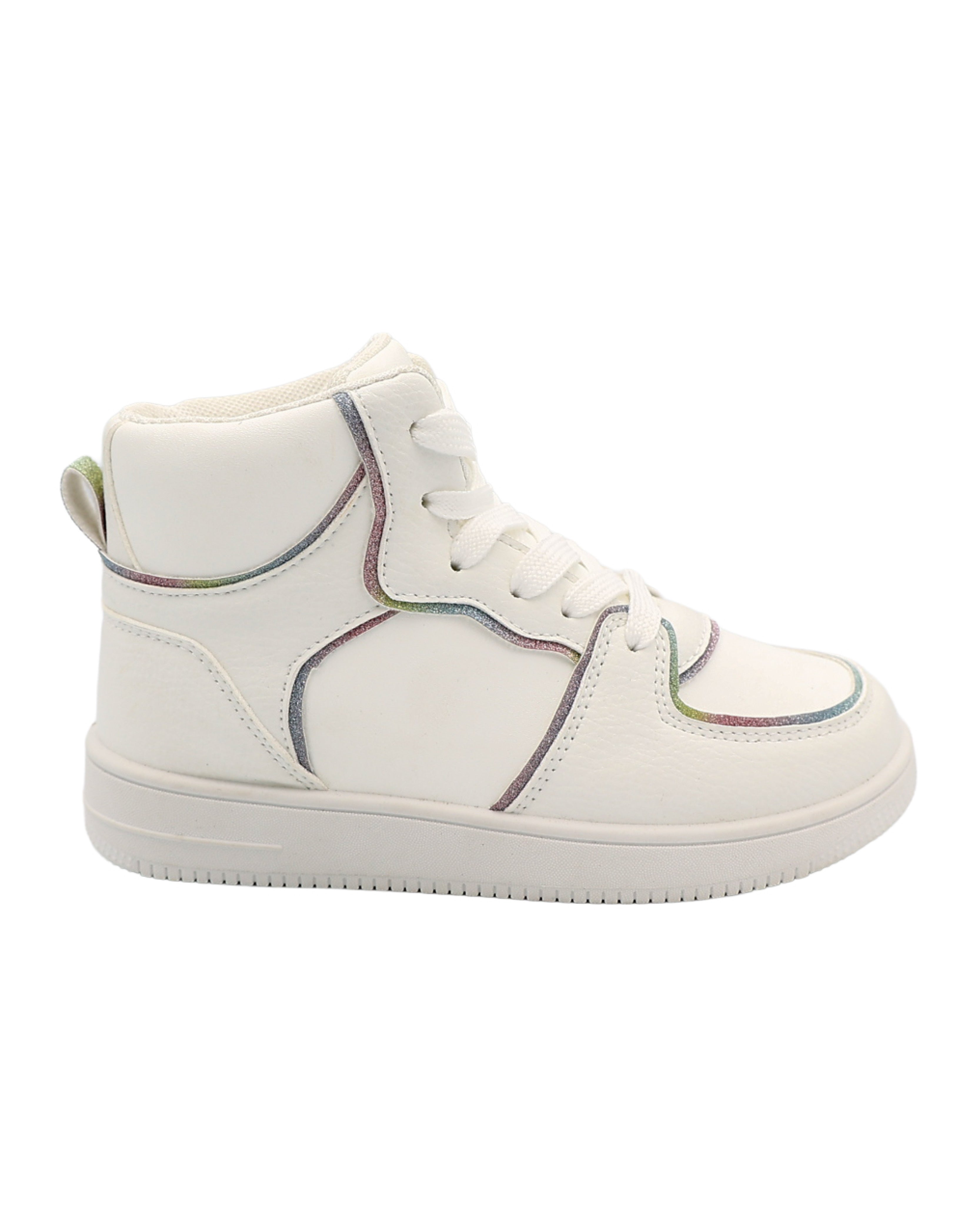 Girls Colour Trim White High Top Sneaker