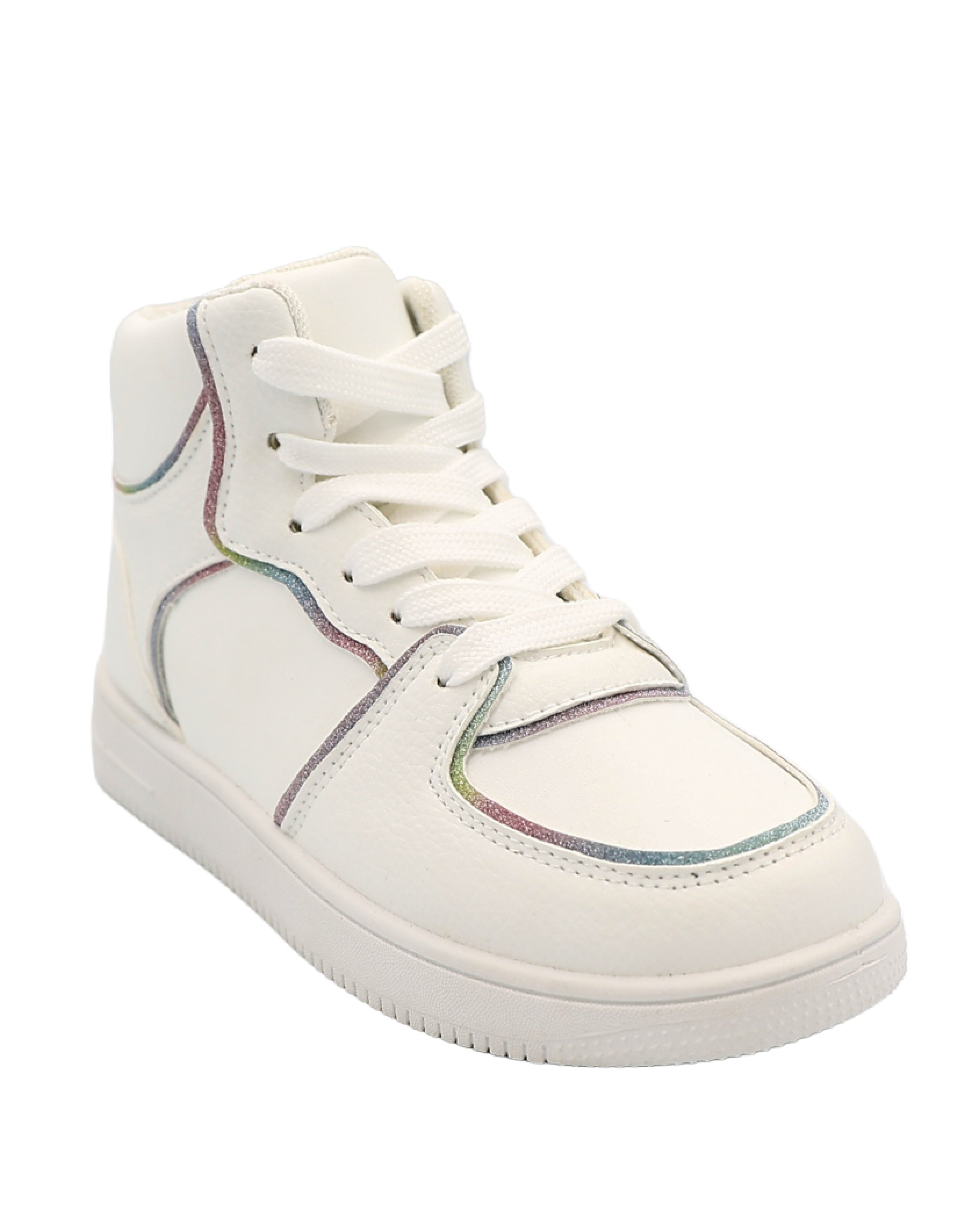 Girls Colour Trim White High Top Sneaker