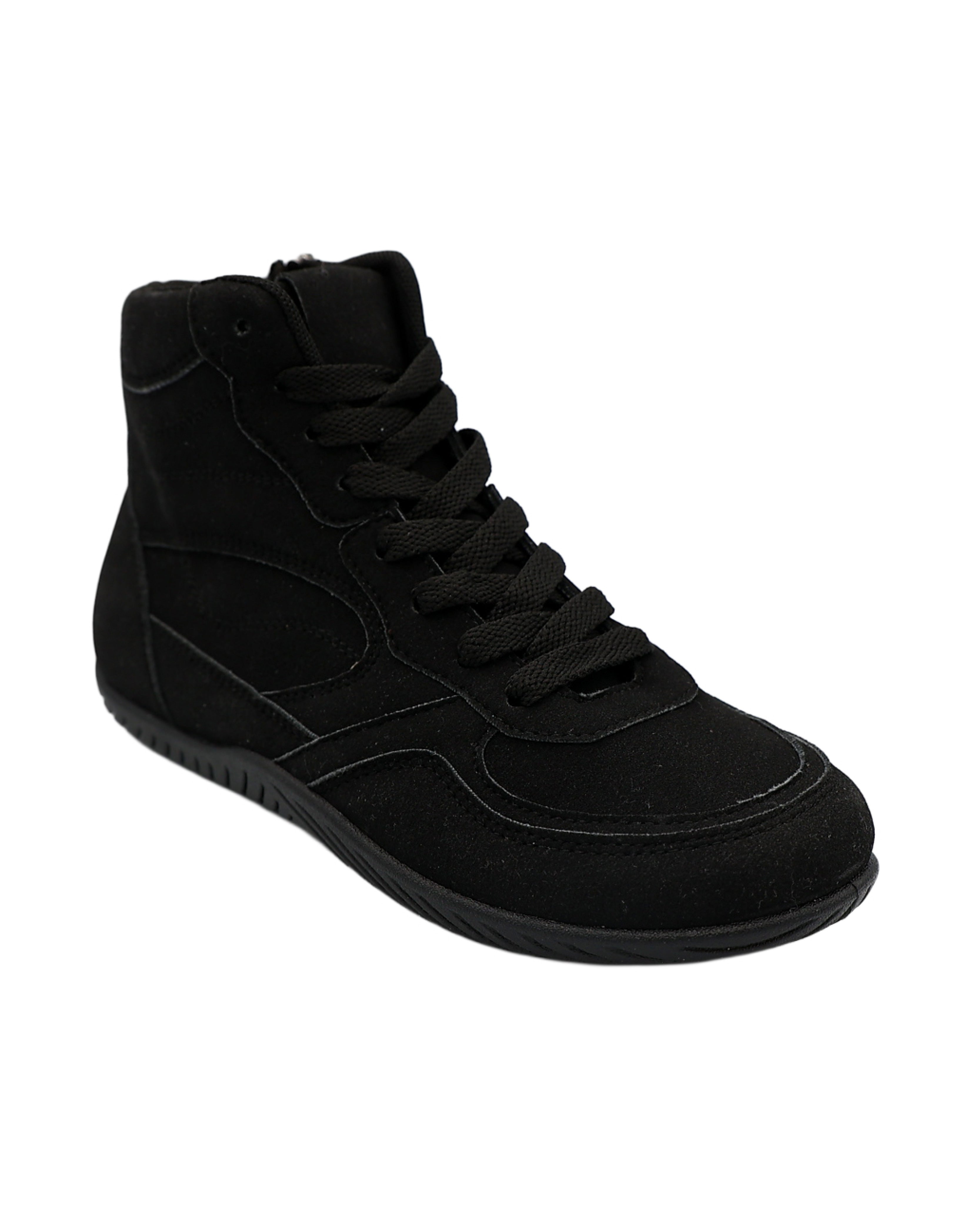 Black Microfibre Boxing Style Sneakers