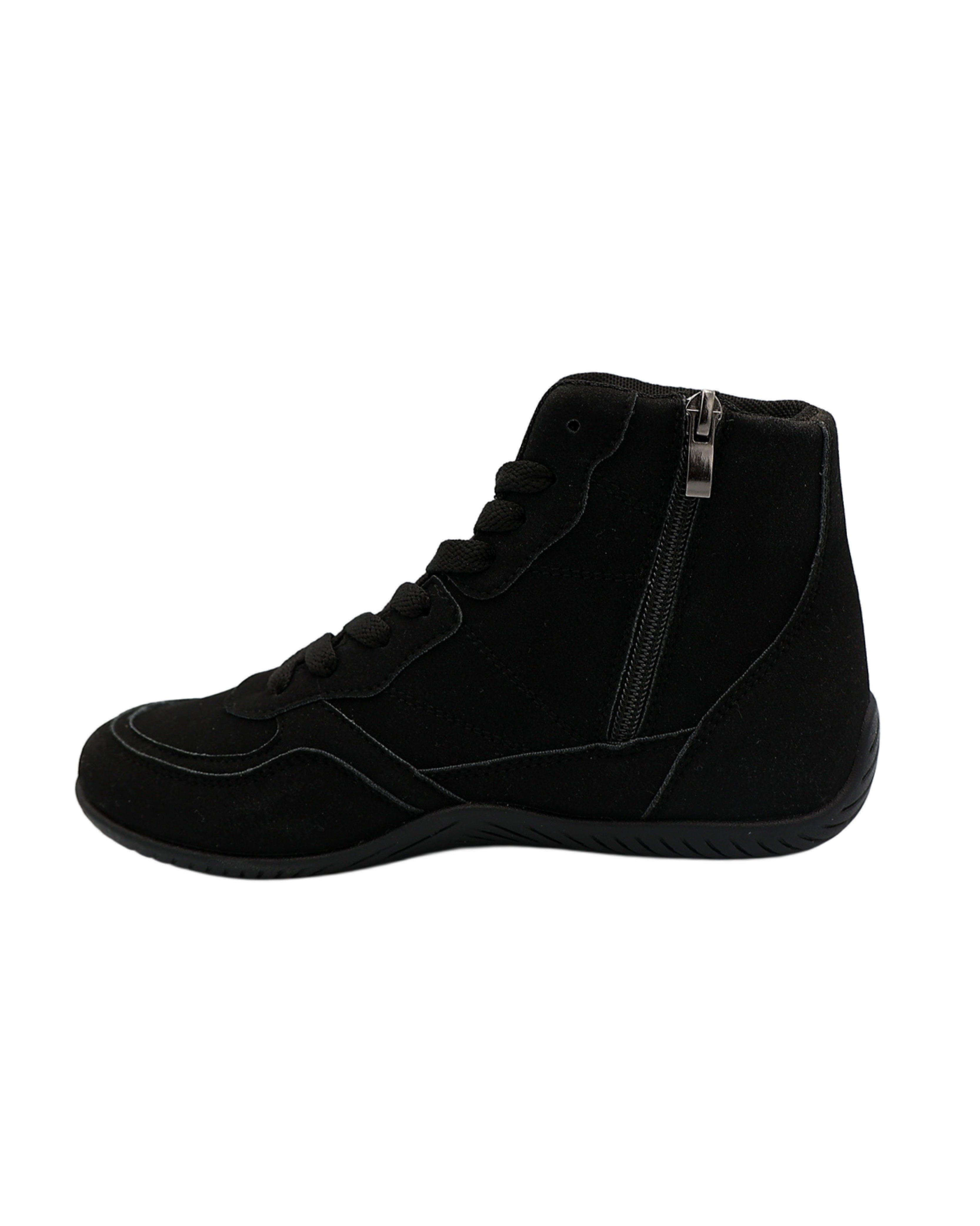 Black Microfibre Boxing Style Sneakers